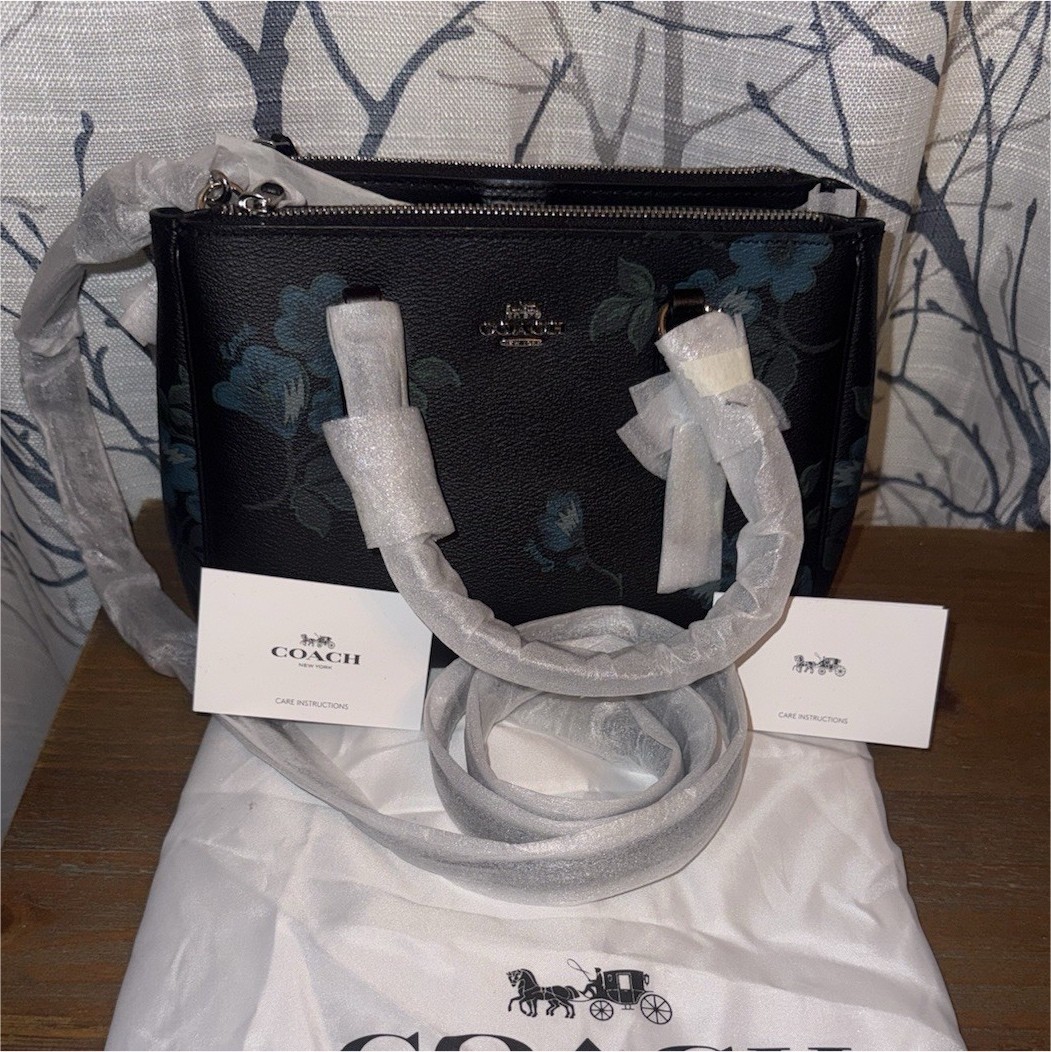 Coach Mini Floral Satchel Top Handle w/ Detachable Crossbody Strap, Dust Bag