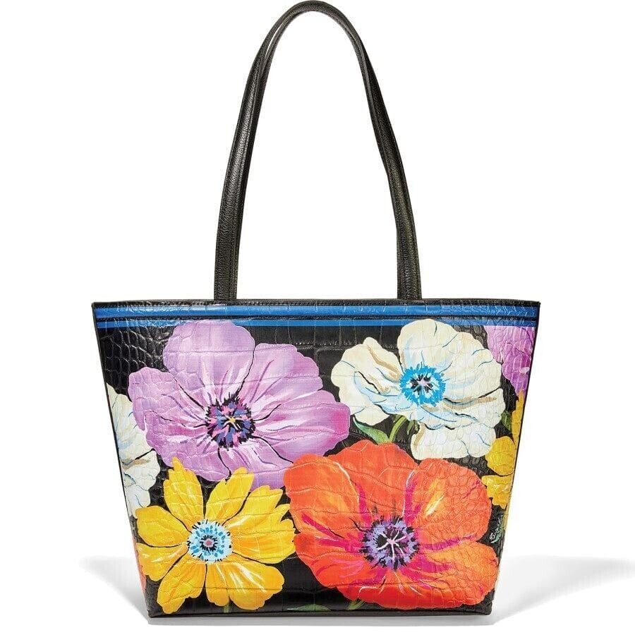 Brighton Painted Poppies Large Tote Handbag Floral Leather MSRP $470 NWT