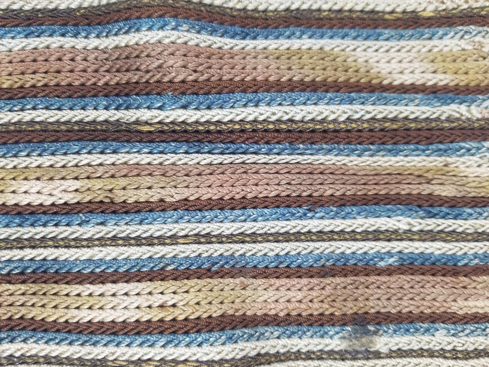 Vintage European Handmade Multicolor Striped Braided Cord Purse 8x7in