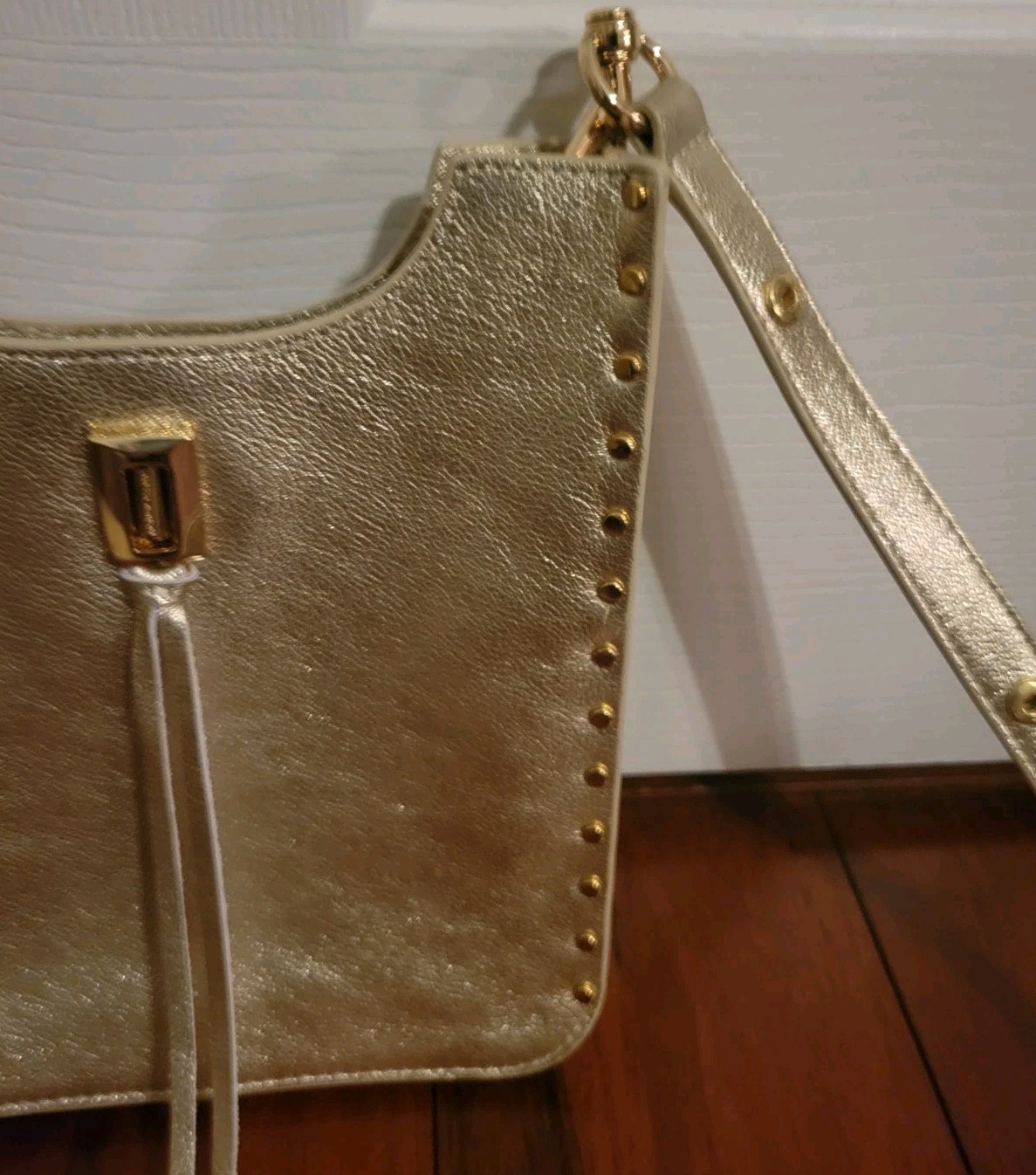 Rebecca Minkoff Darren Mini Pebbled Leather Crossbody Feed Bag GOLD NWOT