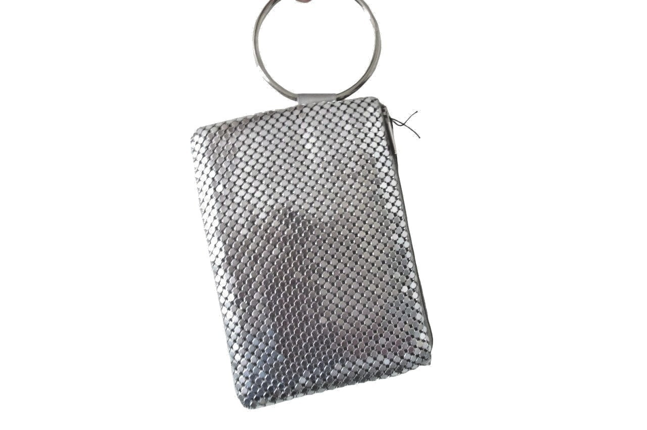 NWT Y&S Original Silver Mesh Evening Bag Purse Metal Hoop Handle Wedding Prom