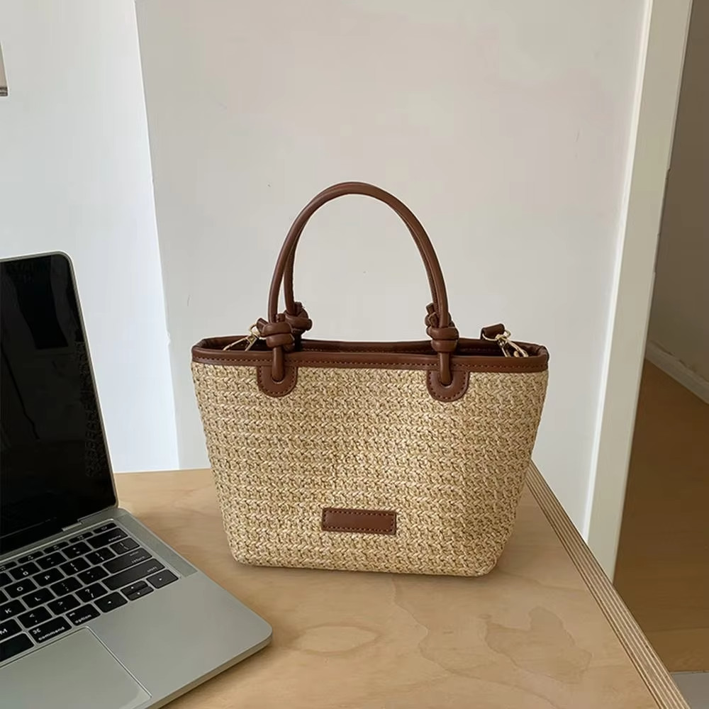 Women’s Woven Straw Bucket Bag Boho Crossbody Beach Summer Handbag