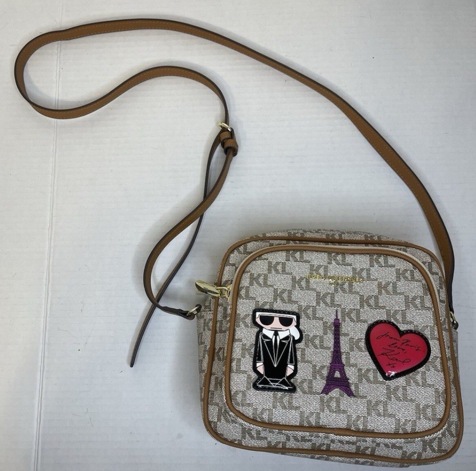 Karl Lagerfeld Paris Signature Patches Crossbody Camera Bag