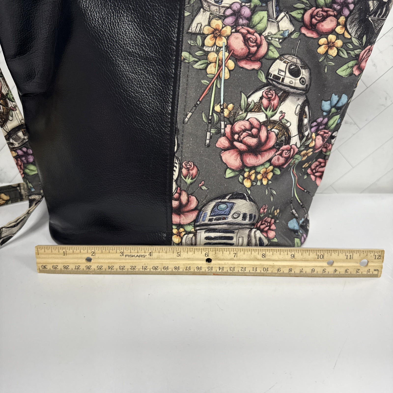 Handmade Star Wars Floral Floral Wars Black Bucket Bag Large Crossbody Cute Fun