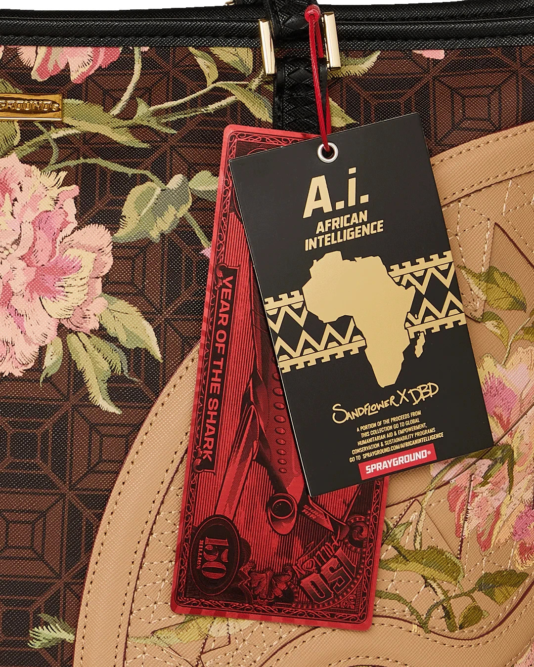 Sprayground AI Dreamers Garden Tote Bag🔥New Brown Large Shoulder Travel Bag
