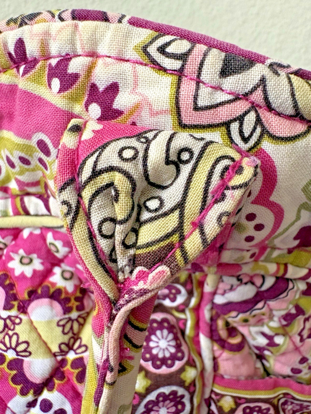 Vera Bradley Very Berry Paisley Shoulder Tote Bag Rolled Handles Snap Closure