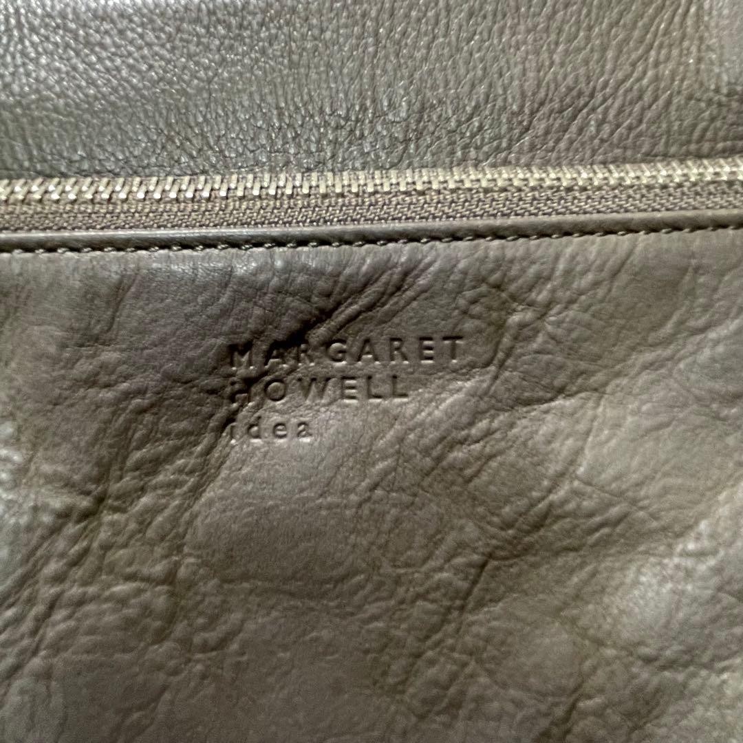 Margaret Howell Leather Handbag Gray Logo Embossed Tote Business Bag Japan