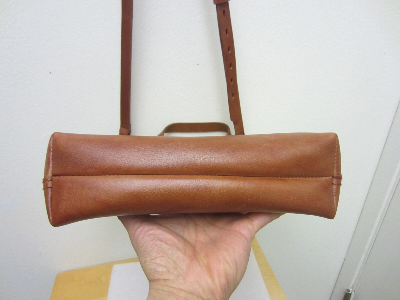 Madewell Small Leather Transport Tote Bag- Brown # J1951 10.5″x9.5″x3.25″