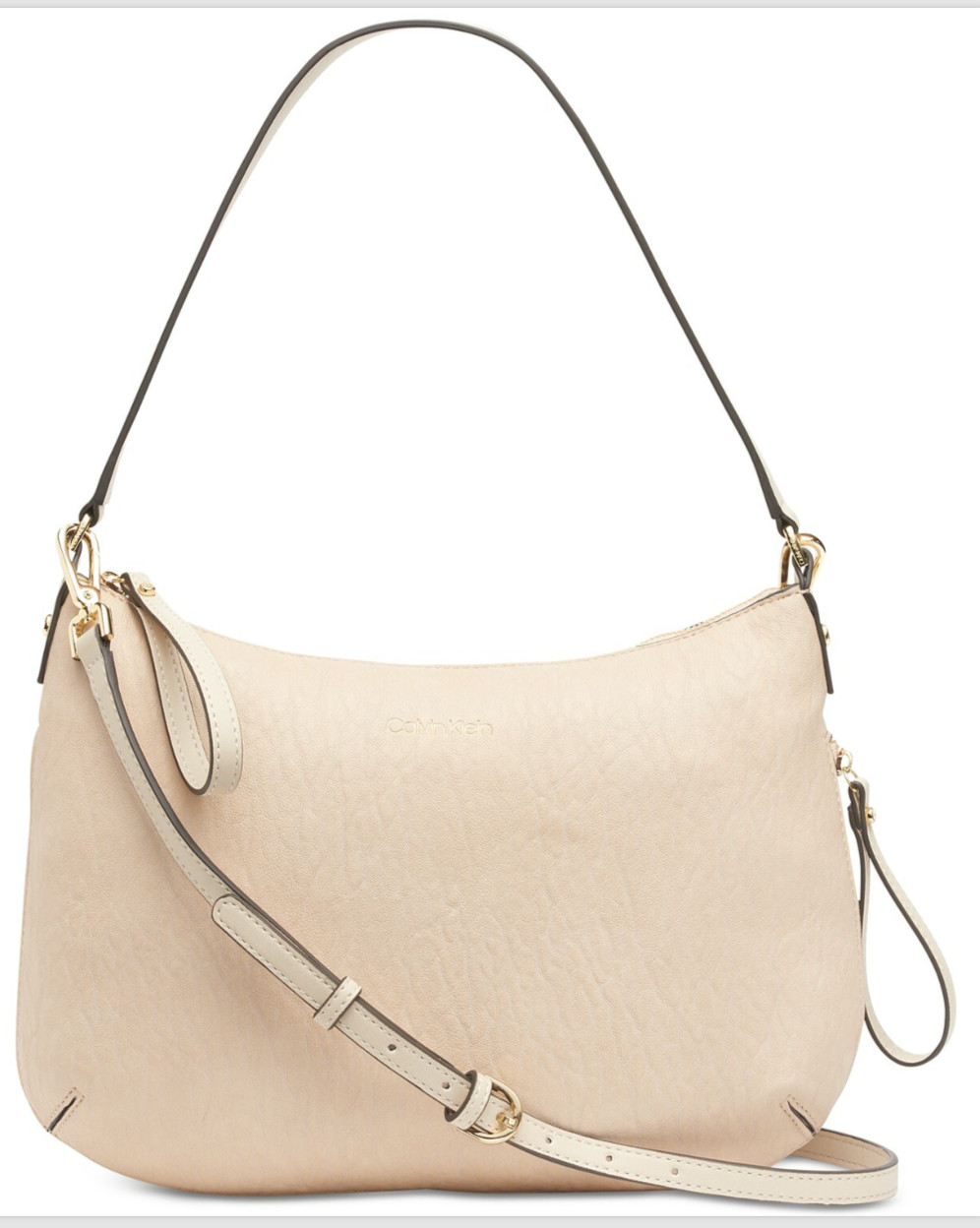 Calvin Klein X3703 Elaine Leather Crossbody Light Beige Bag