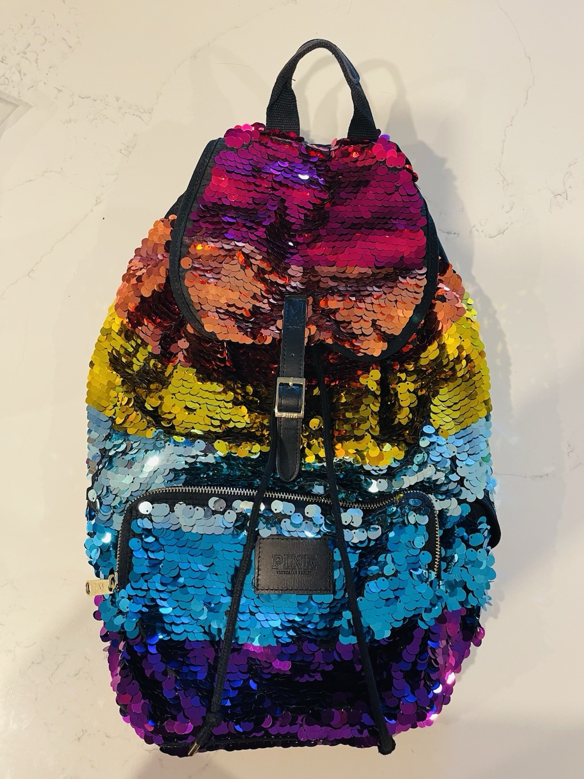 Victoria’s Secret PINK Ombre Rainbow Sequin Backpack Vintage Y2K Limited Edition