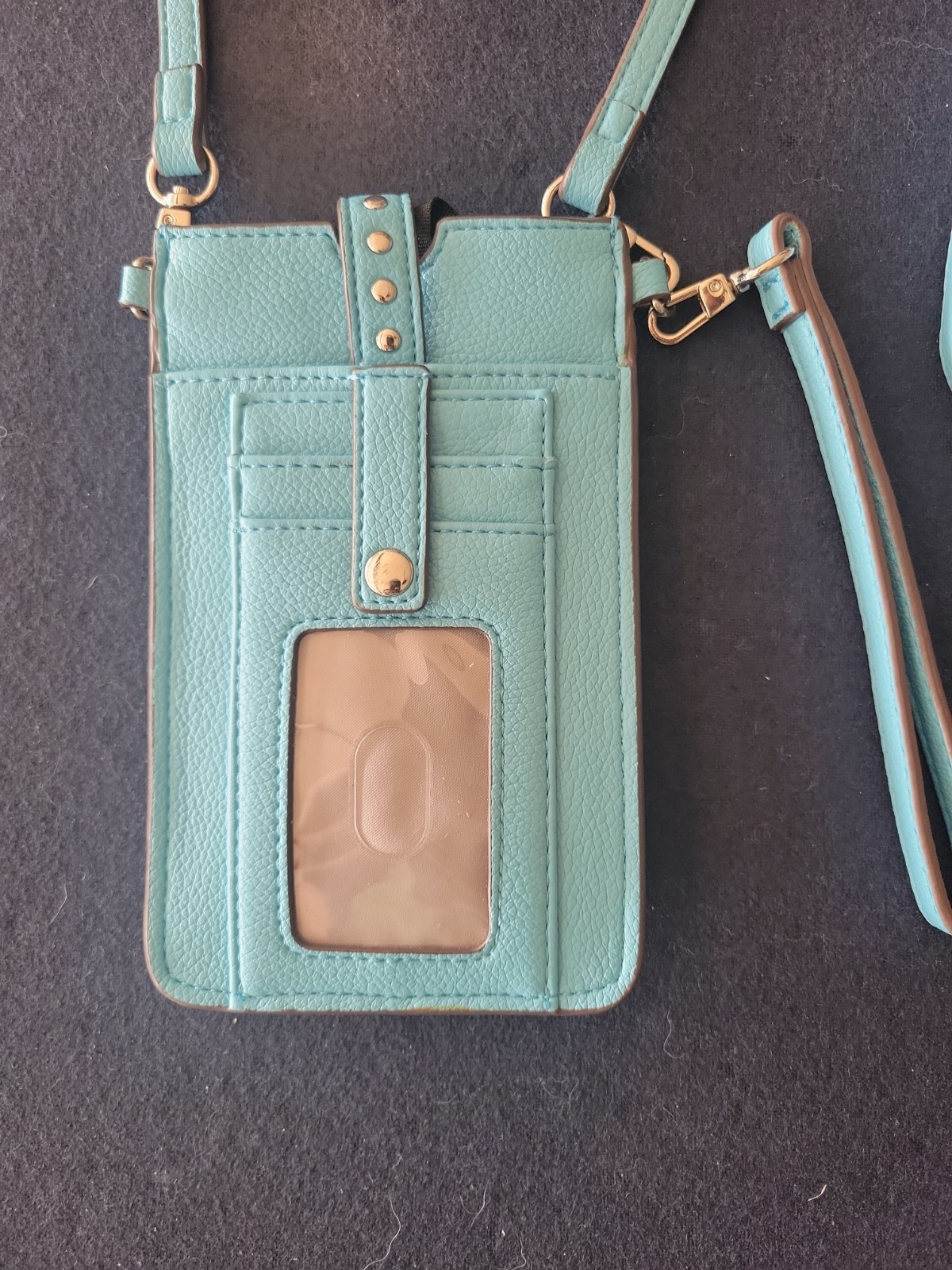 Light Blue Crossbody Phone Bag W/ Card Pockets 6.5in X 4in