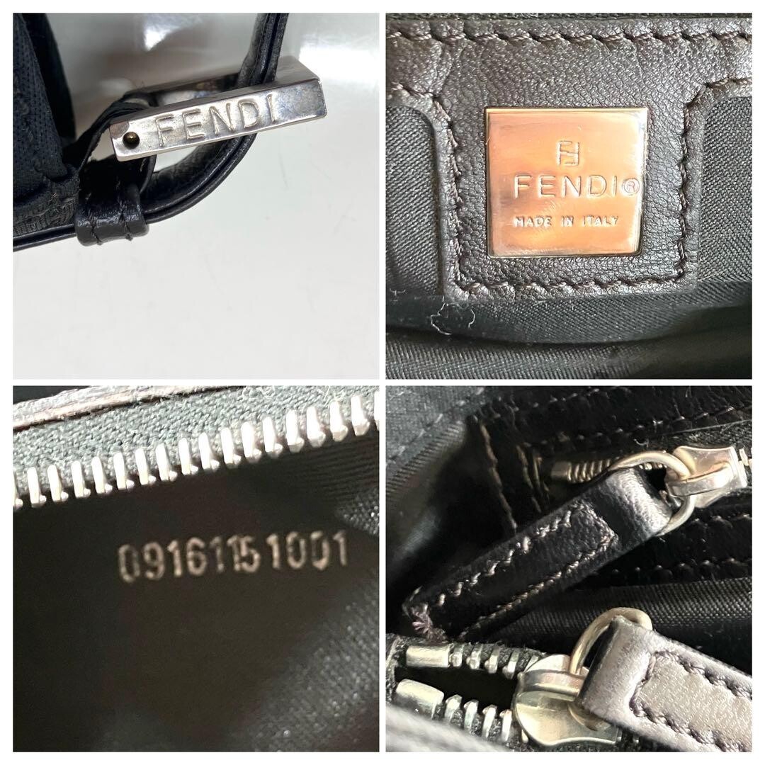 Fendi Mamma Baguette Black Cotton Jersey Leather Shoulder Bag 3541 Auth