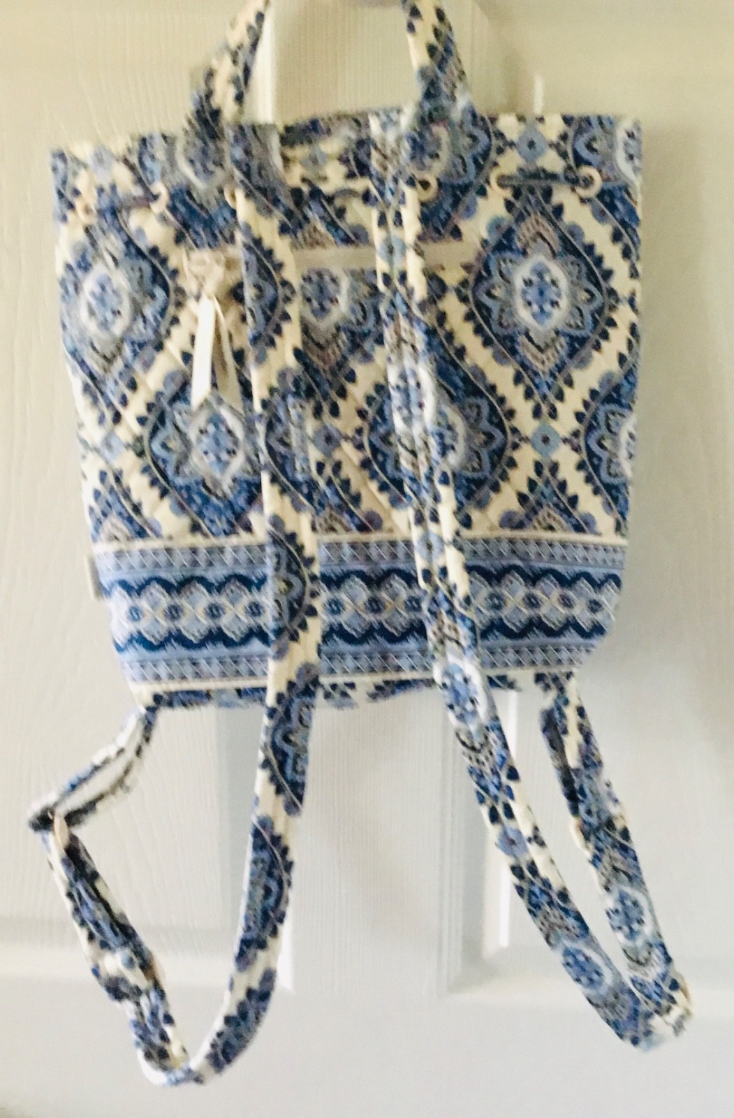 Vera Bradley ~ “Cambridge Blues” ~ Original Drawstring Backpack ~ NWT