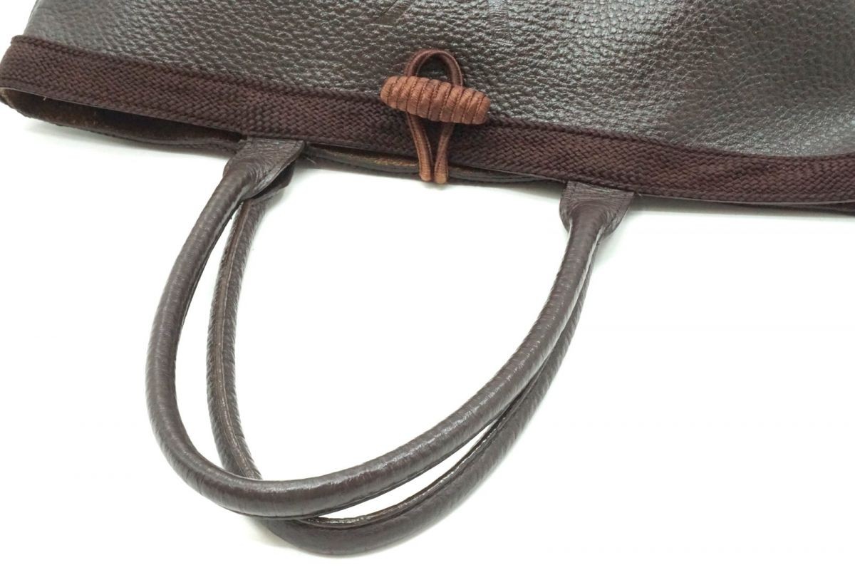 Yves Saint Laurent Shoulder Bag Tote Cassandra Logo Toggle Leather Brown 6984h