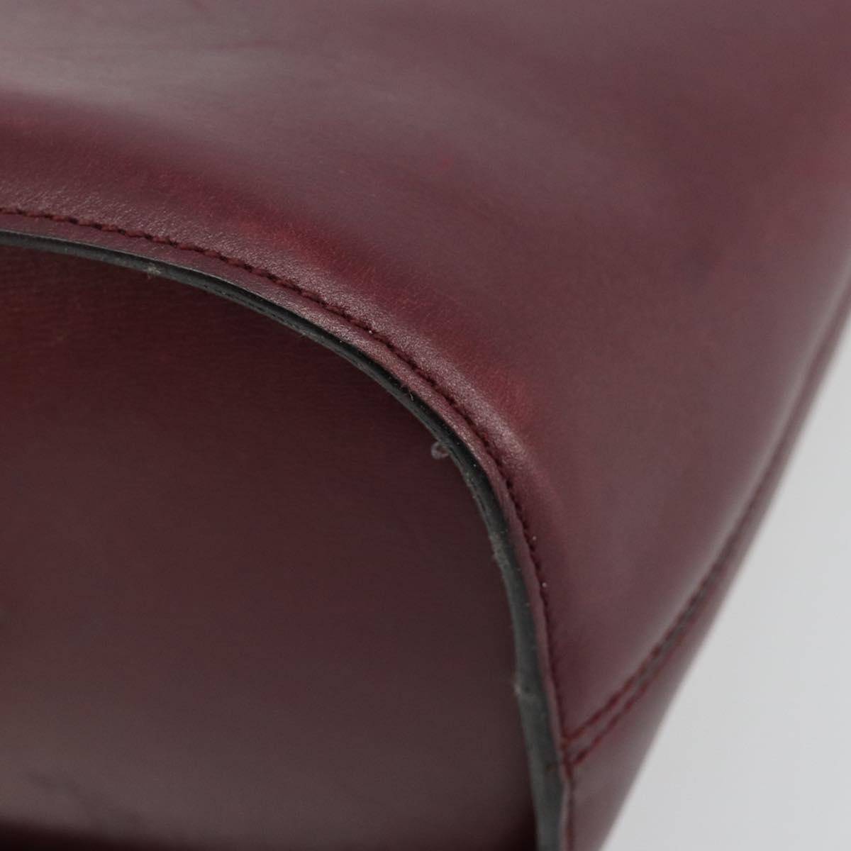 CELINE Circle Shoulder Bag Leather Bordeaux Gold Auth 181718