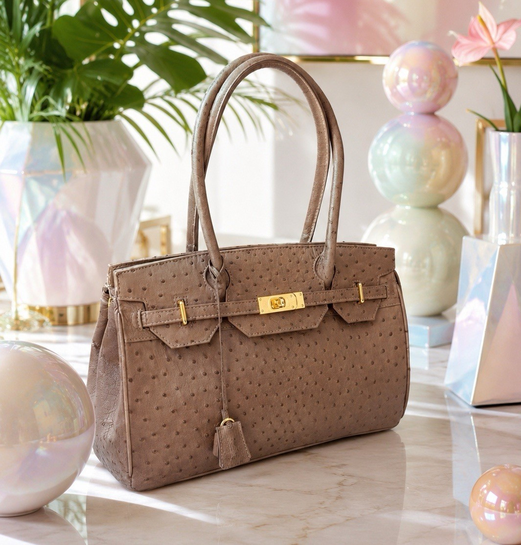 Genuine Ostrich Leather Tote – Taupe | Timeless Luxury Handbag by Karoo Classics