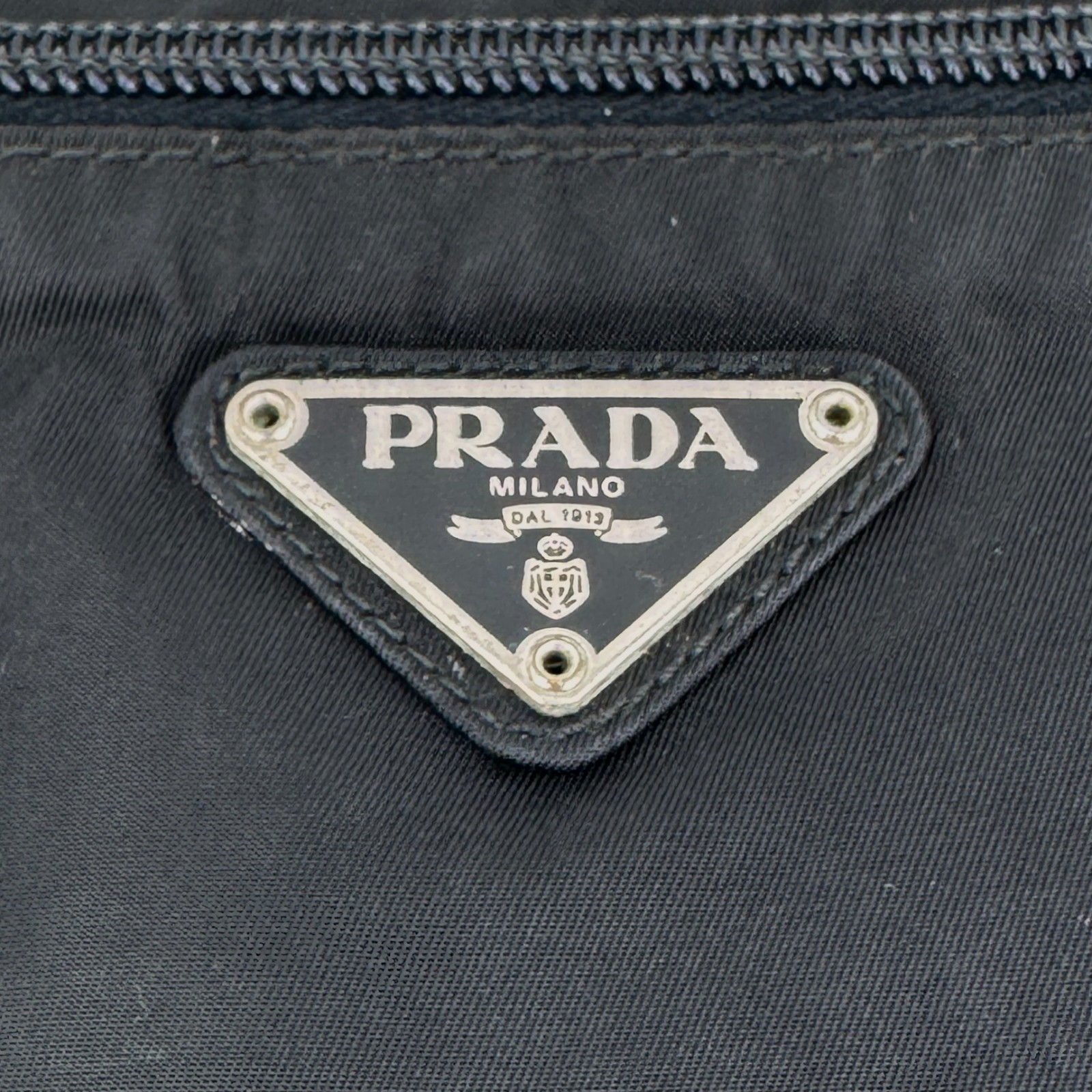 PRADA Tessuto Nylon Shoulder Bag Black with Triangle Logo