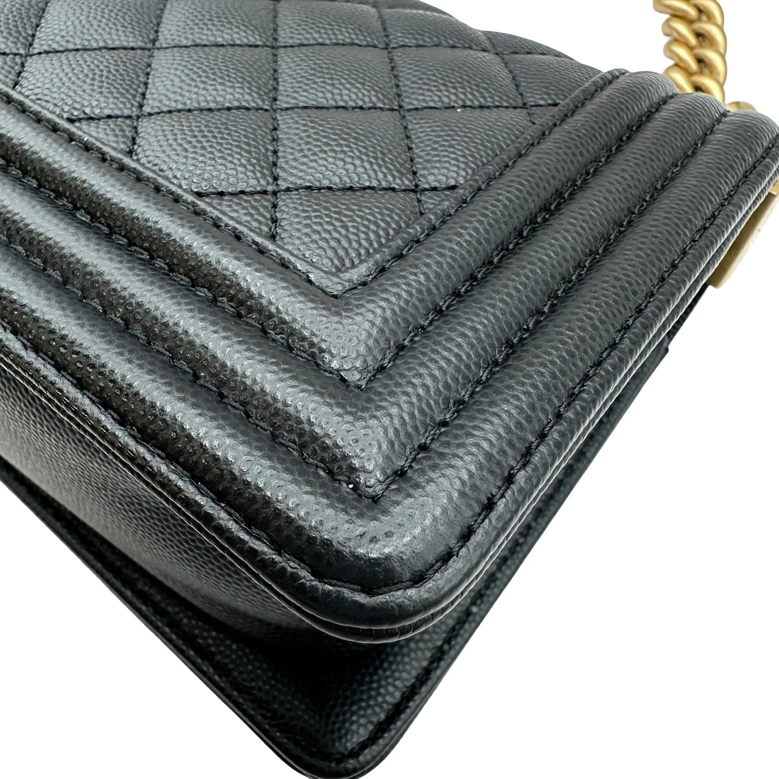 CHANEL Boy Bag 20 Black Caviarskin Shoulder Bag A67085 #OKB6879