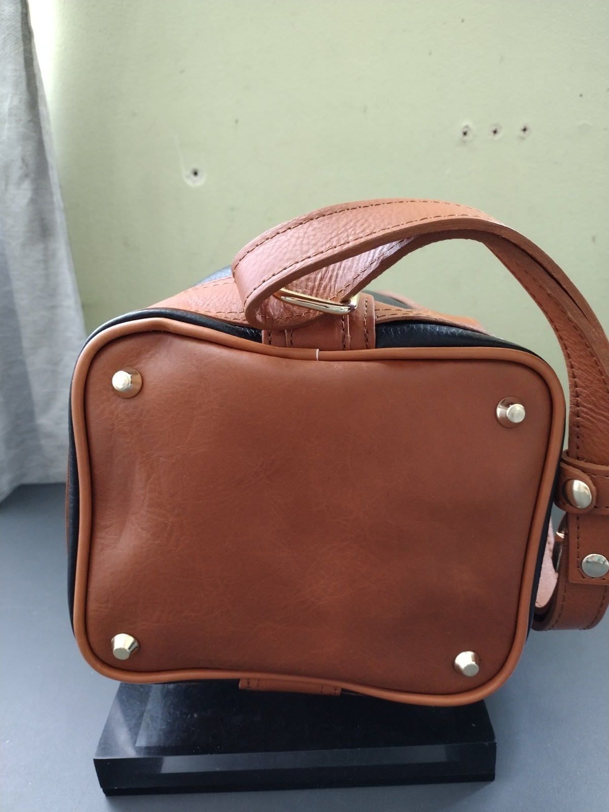 Valentina Leather Convertible Backpack /Shoulder Bag, Black Tan Bag, HANDMADE