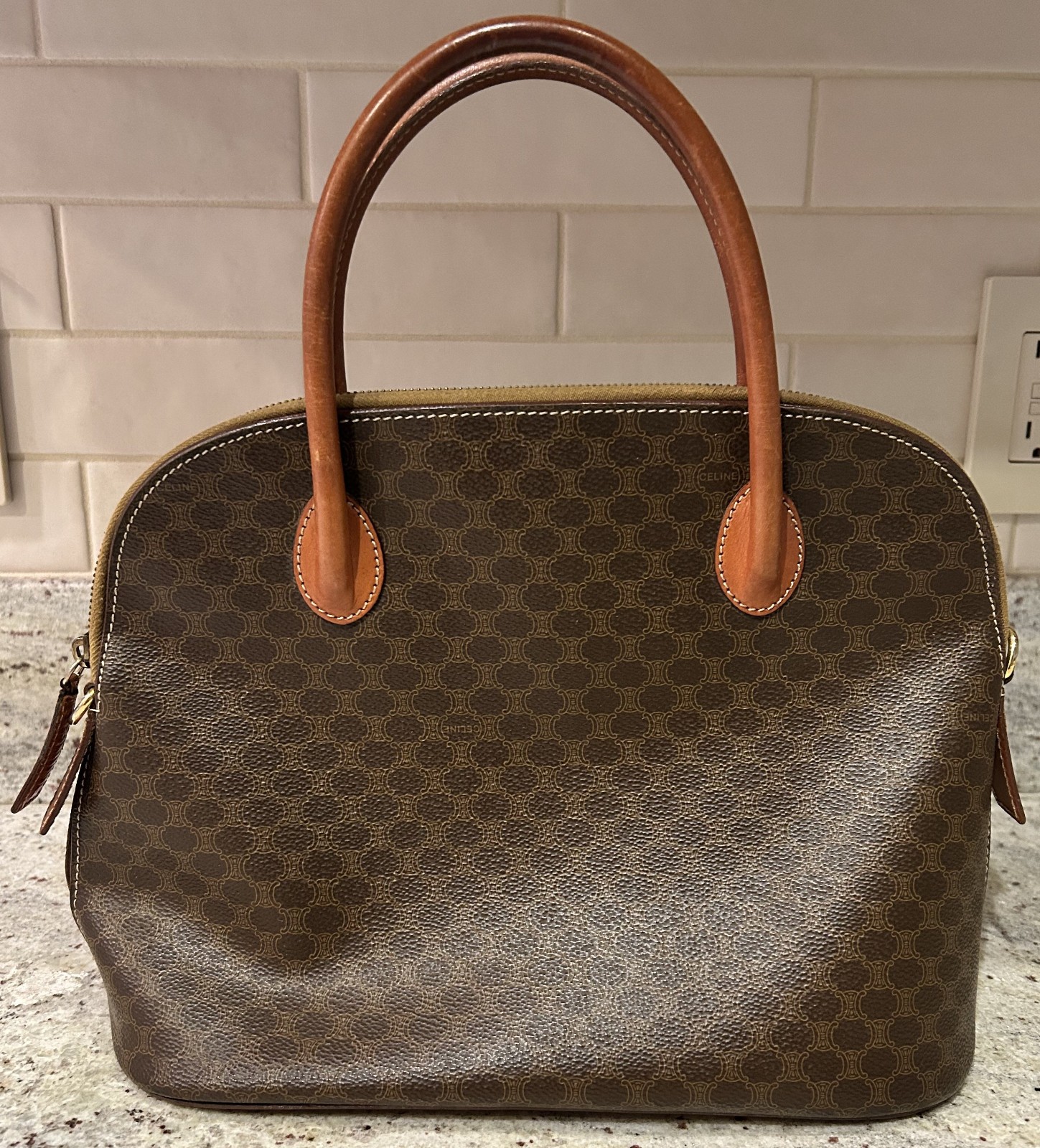 Celine Macadam Handbag PVC Brown Total Pattern M95 Made in Italy