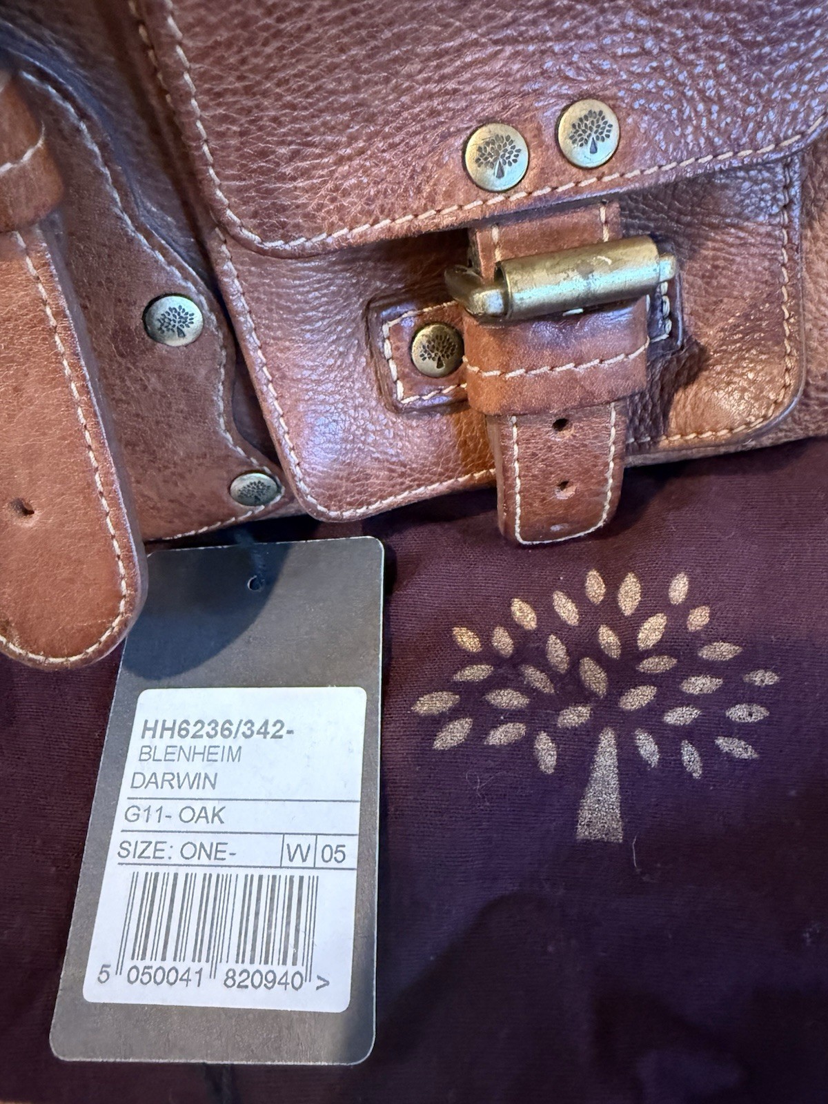 Authentic UK Mulberry Blenheim shoulder bag in classic oak leather