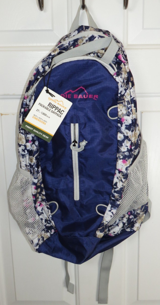 *NWT* Eddie Bauer Rippac 27L Packable Daypack Purple/Floral 18.5″x10.5″x8.5″