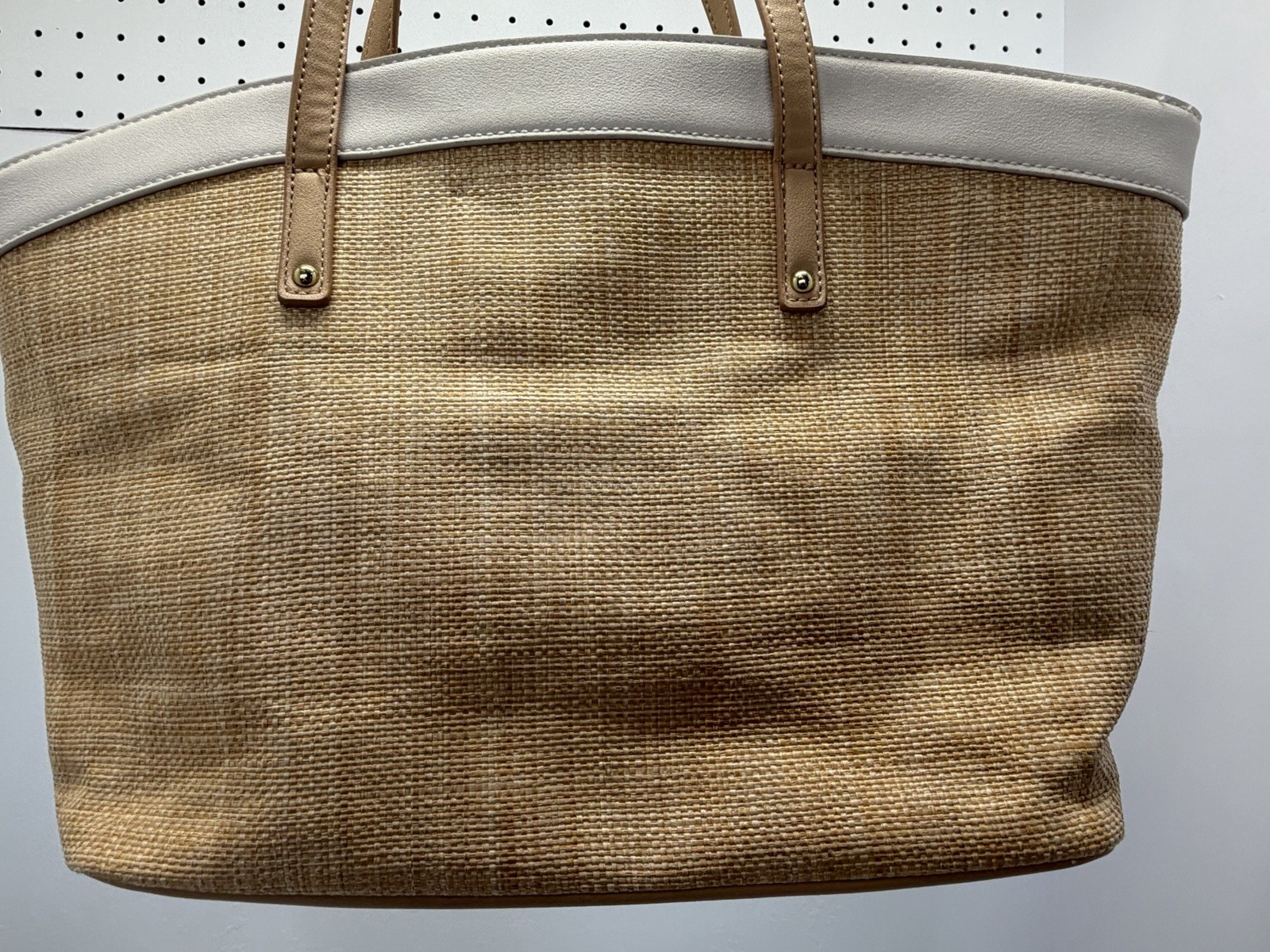Draper James RSVP Brown Woven Straw Lined Tote Shoulder Bag