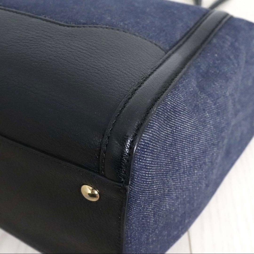 Authentic Salvatore Ferragamo Amy Gancini Denim Leather Tote Bag 30cm x 45cm x 1