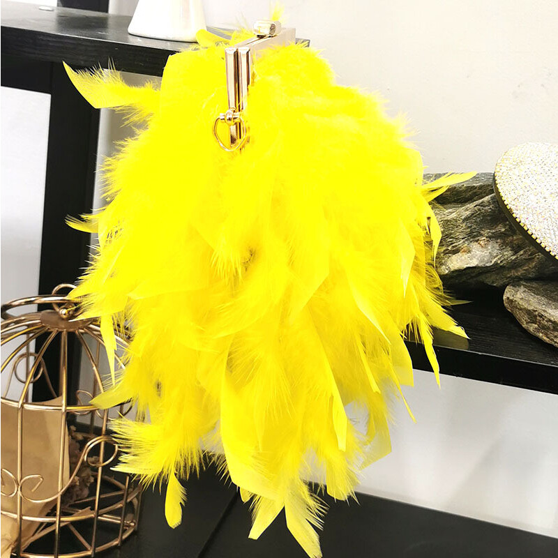 Fluffy Feather Purses Handbag Crossbody Bag Clutch Evening Party Elegant