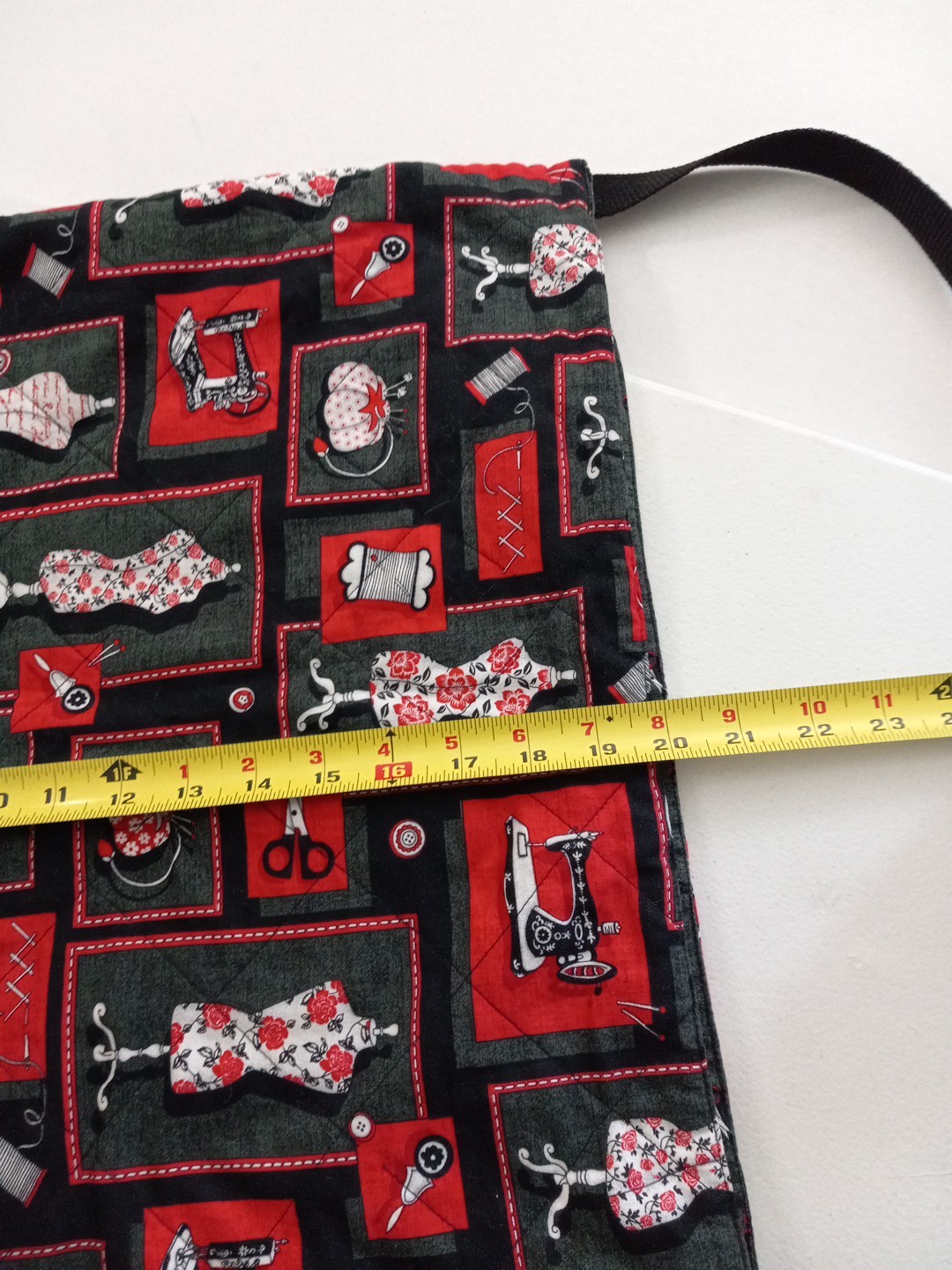 Handmade Large Quilted Sewing Tote Bag Lined Pockets Shoulder Strap