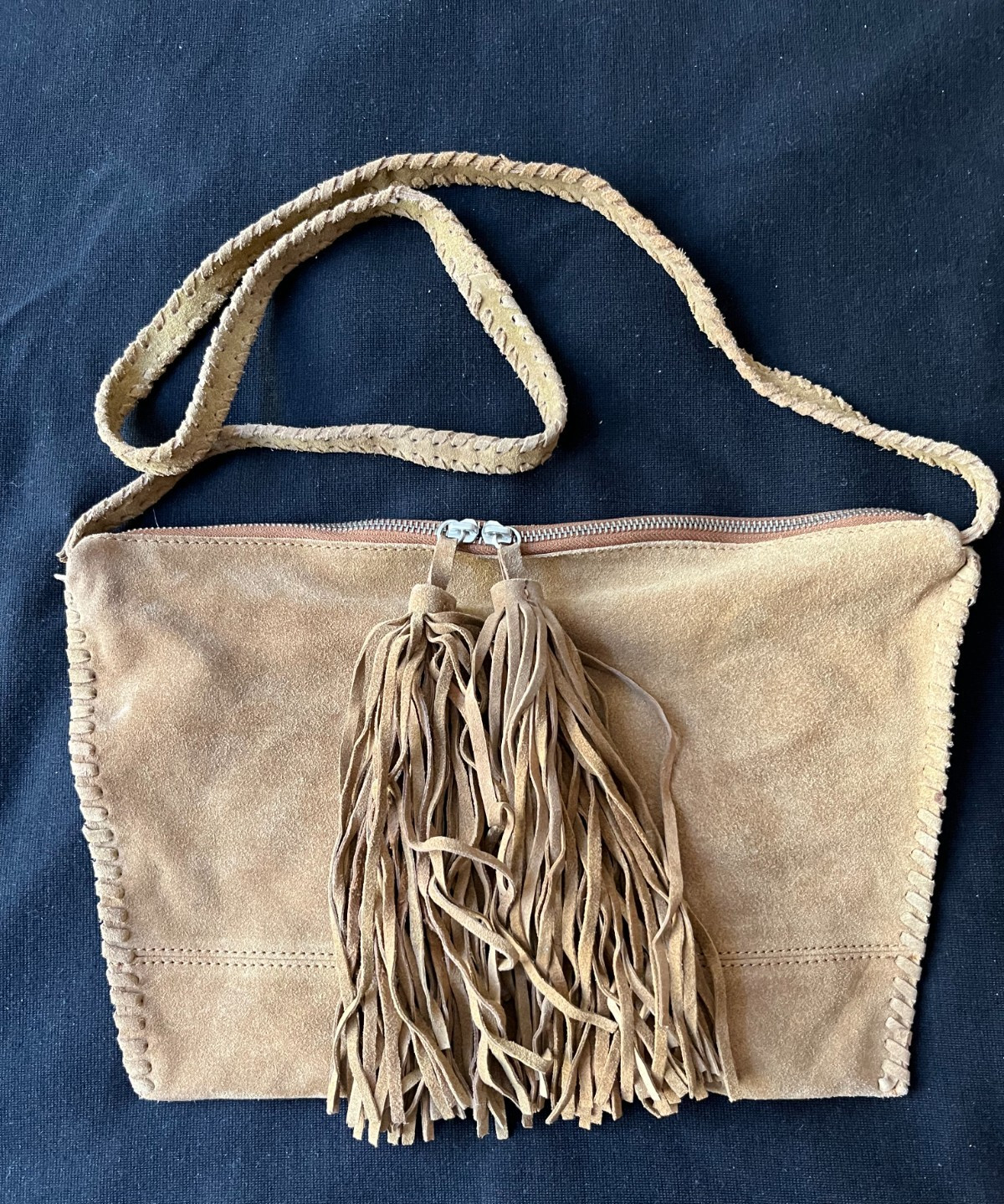 Zara Trafaluc Brown Genuine Cow Leather Suede Crossbody Bag