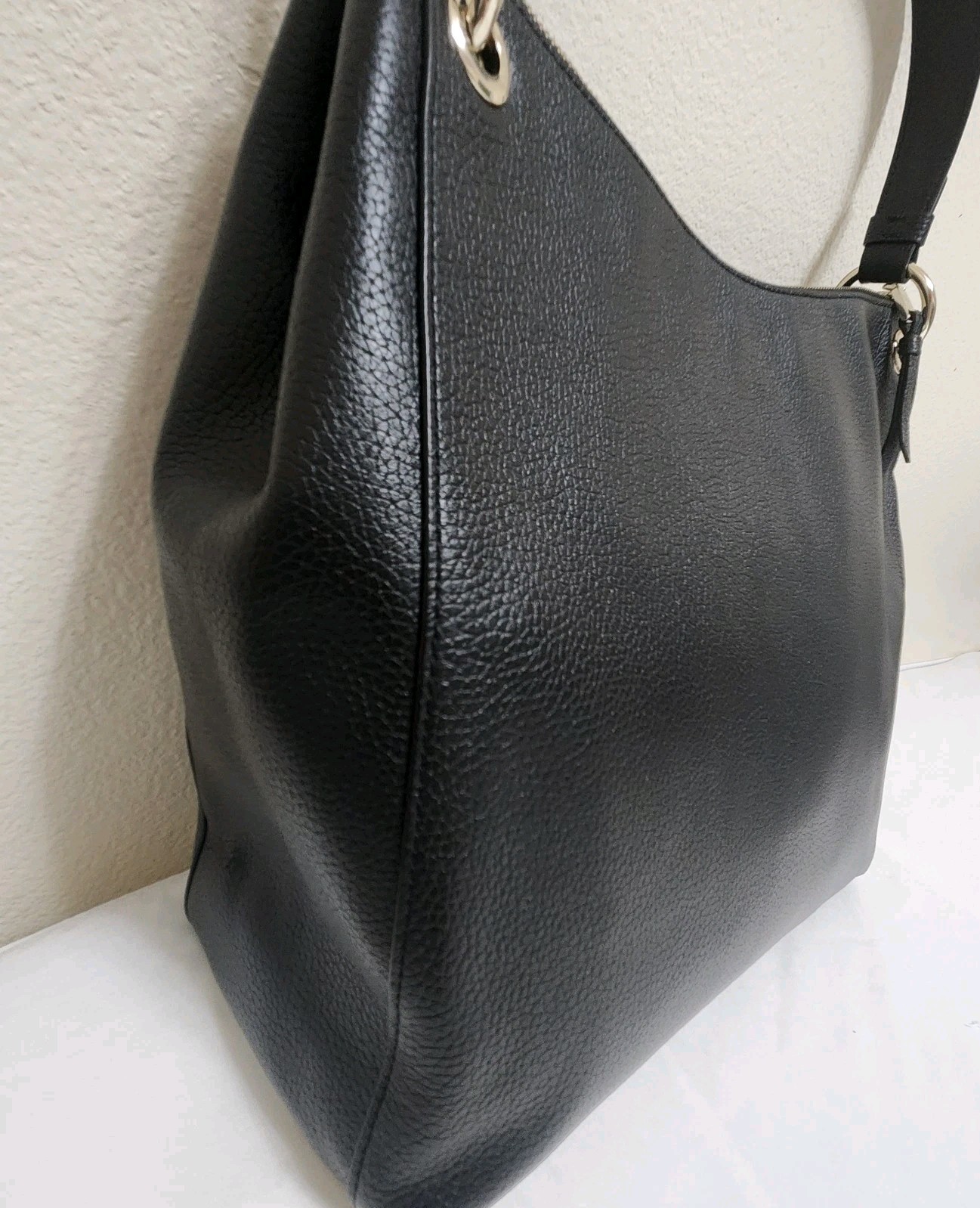 Kate Spade Kat Black Pebbled Leather Hobo Shoulder Bag Classic Large 13x12x4.5