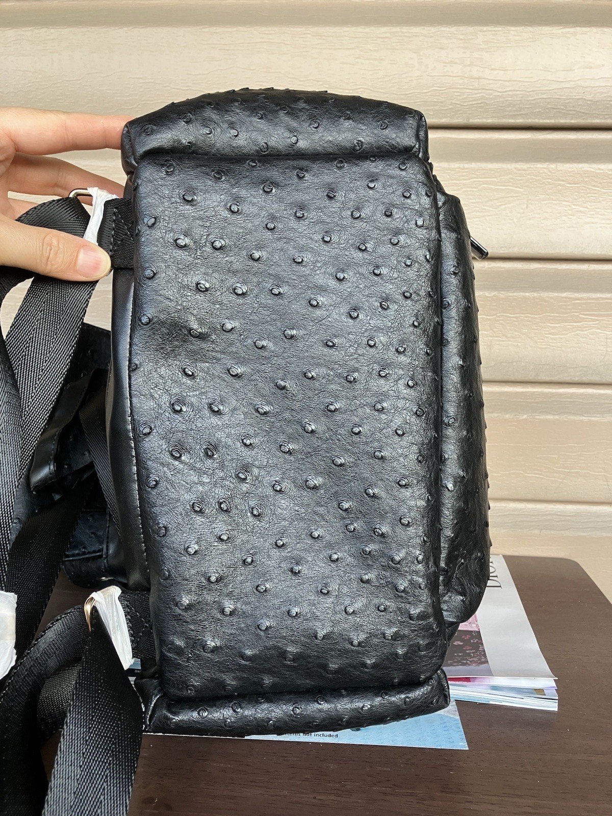 NEW Yuri Kojima Black Ostrich Skin Leather Backpack