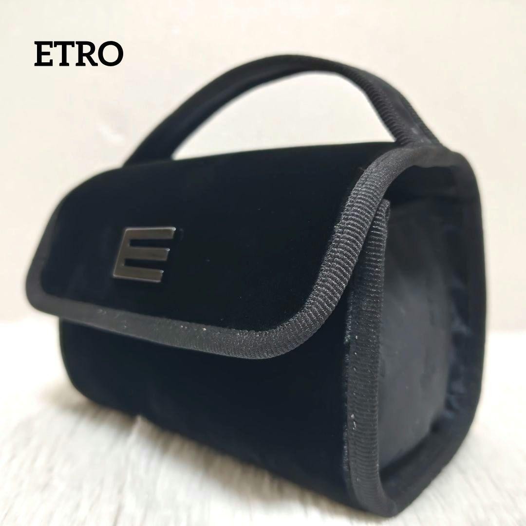 ETRO Vanity Mini Handbag Black Velvet 10cm x 15.5cm x 10.5cm