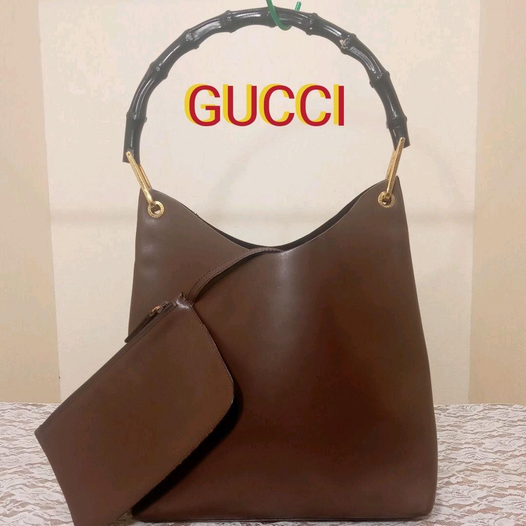 GUCCI Bamboo Tote Bag Brown Women Auth 9.05 x 3.93 to 9.84inch