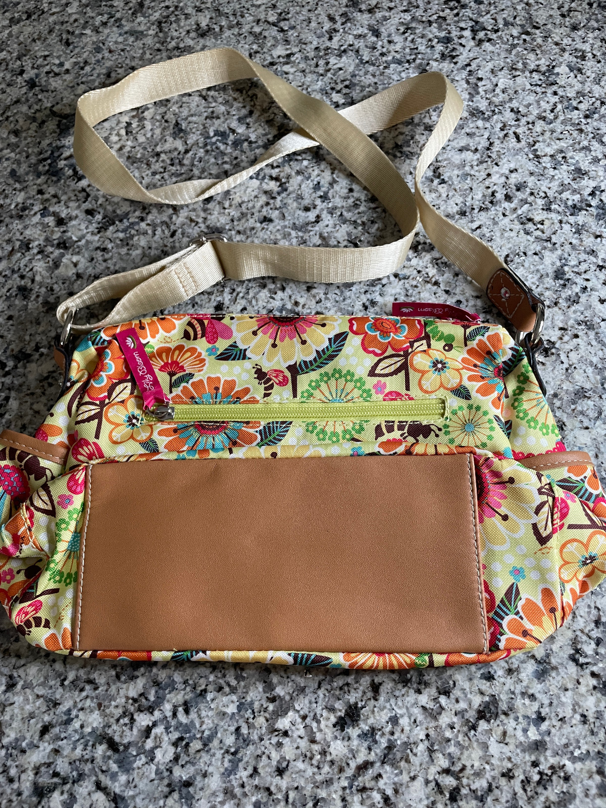 Lily Bloom Busy Bee Yellow Flower Garden Regina Crossbody Bag, 100% Polyester