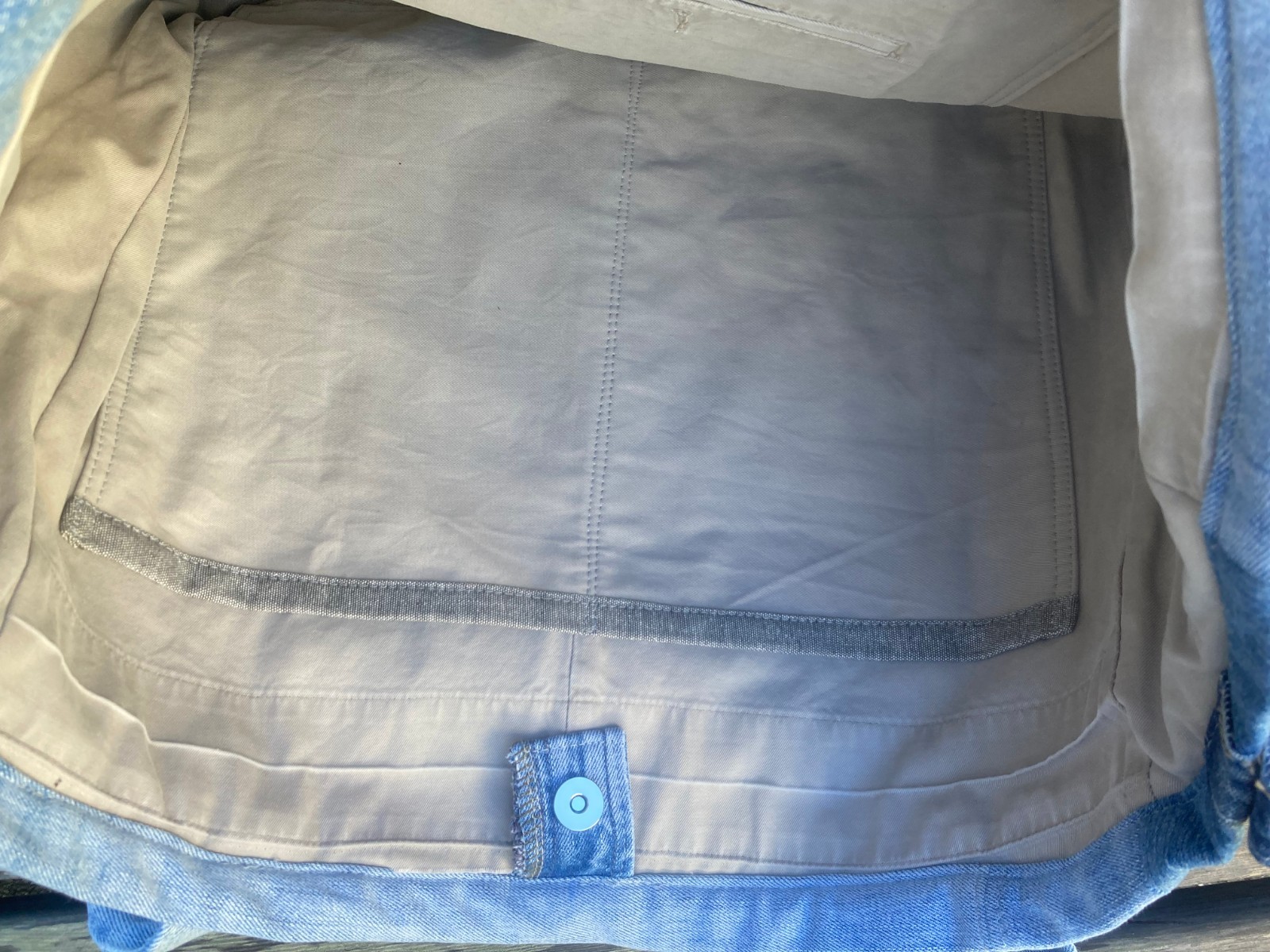 Denim jean bag/tote/purse from repurposed Jeans by Shotzi designs -extra pouch