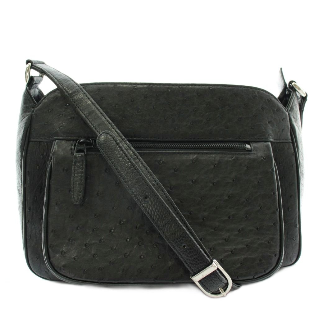 JRA Ostrich Leather Shoulder Bag Black Women’s 9.6″ x 7.7″ Excellent Condition