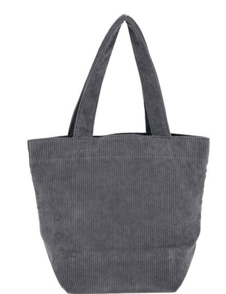 Miffy Corduroy Grey Embroidery Tote Bag Approx. H 10.2 × W 12.6 × D 5.9 inches
