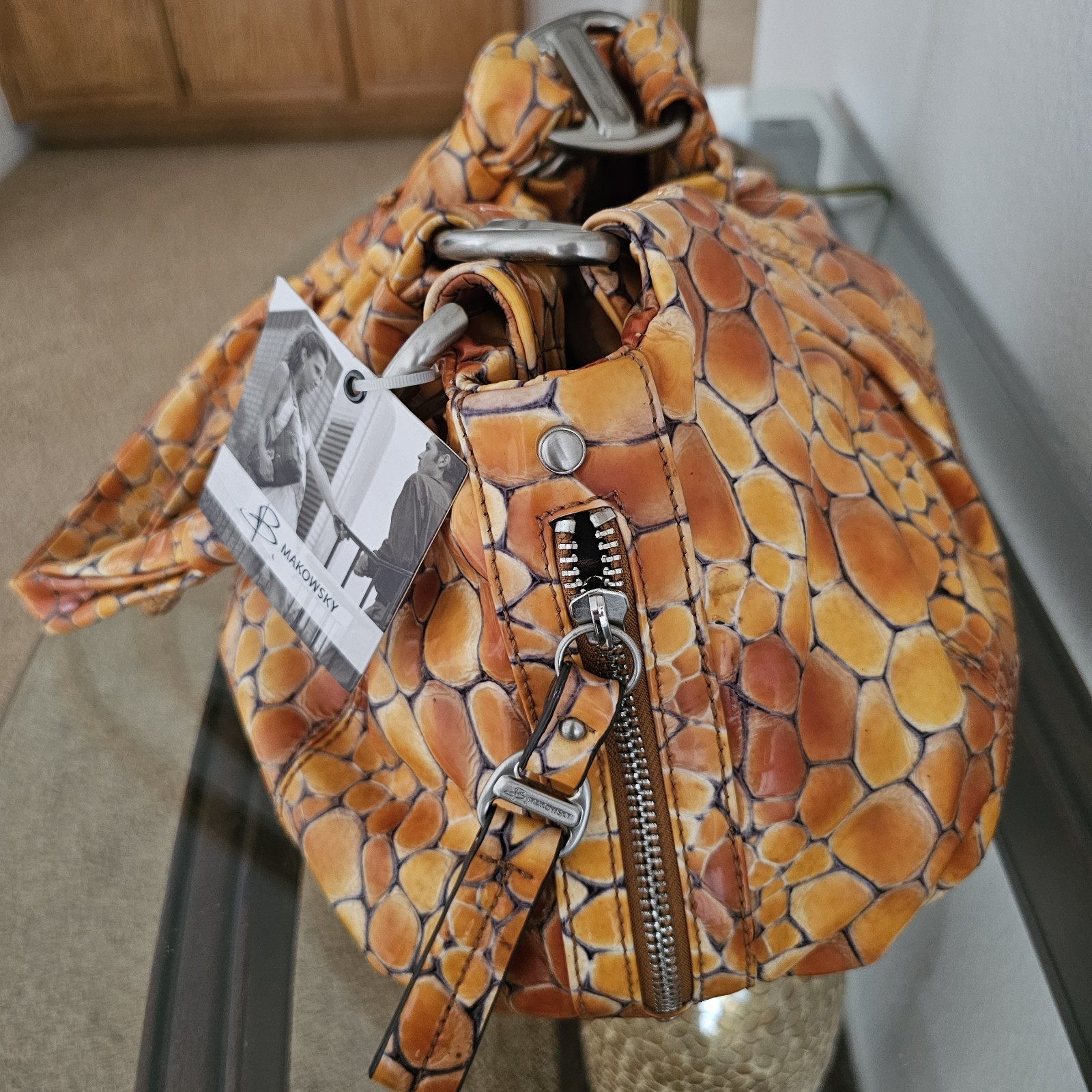B. MAKOWSKY LARGE GENUINE LACQUERED LEATHER PURSE