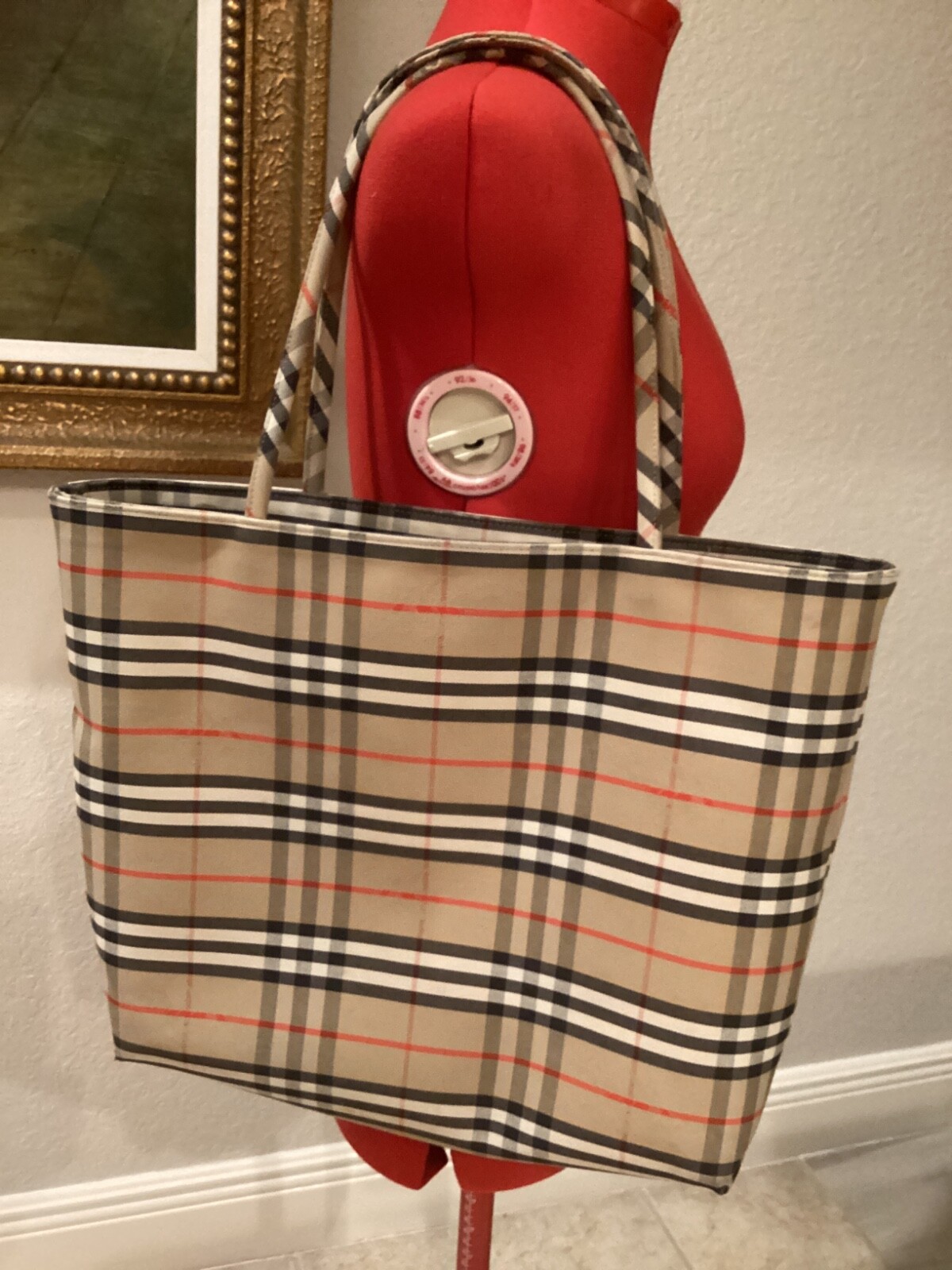 Burberry London Canvas Horseferry Check Large Tote Vintage Authenticated