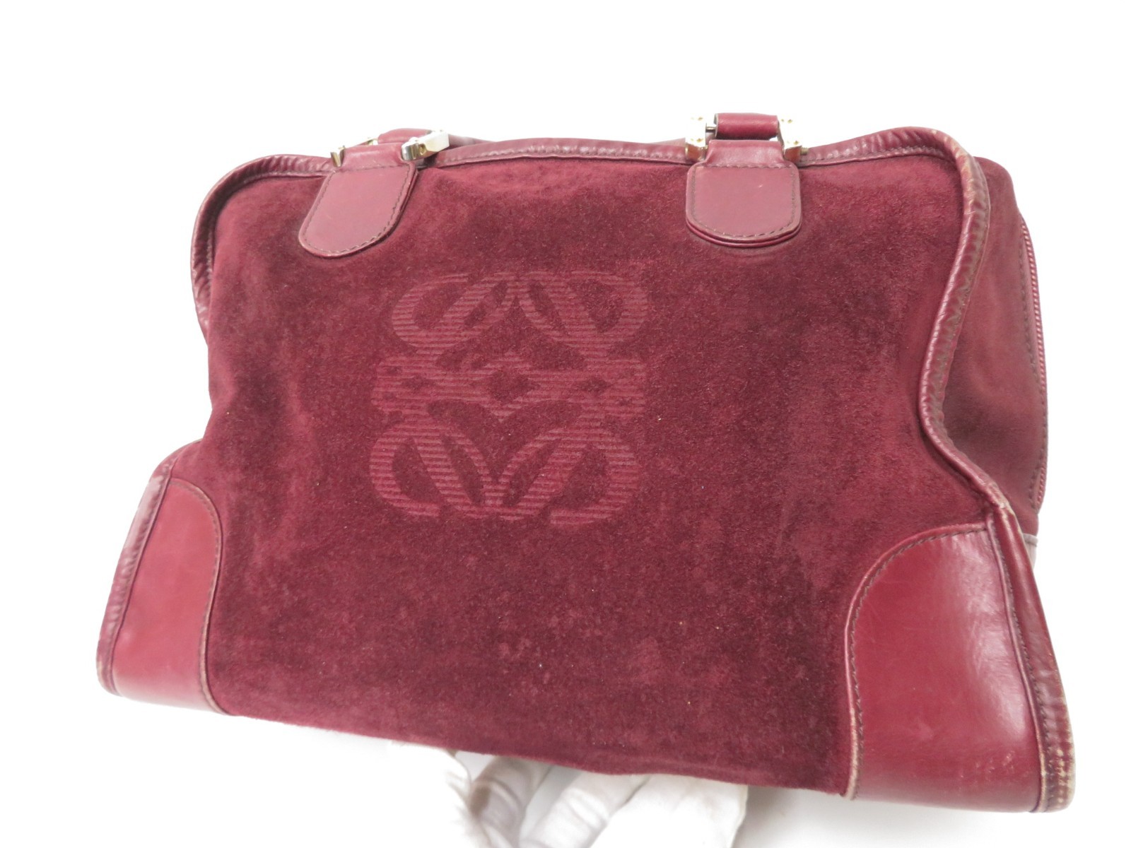 Authentic LOEWE Amazona 32 Suede Leather Hand Bag S#52678