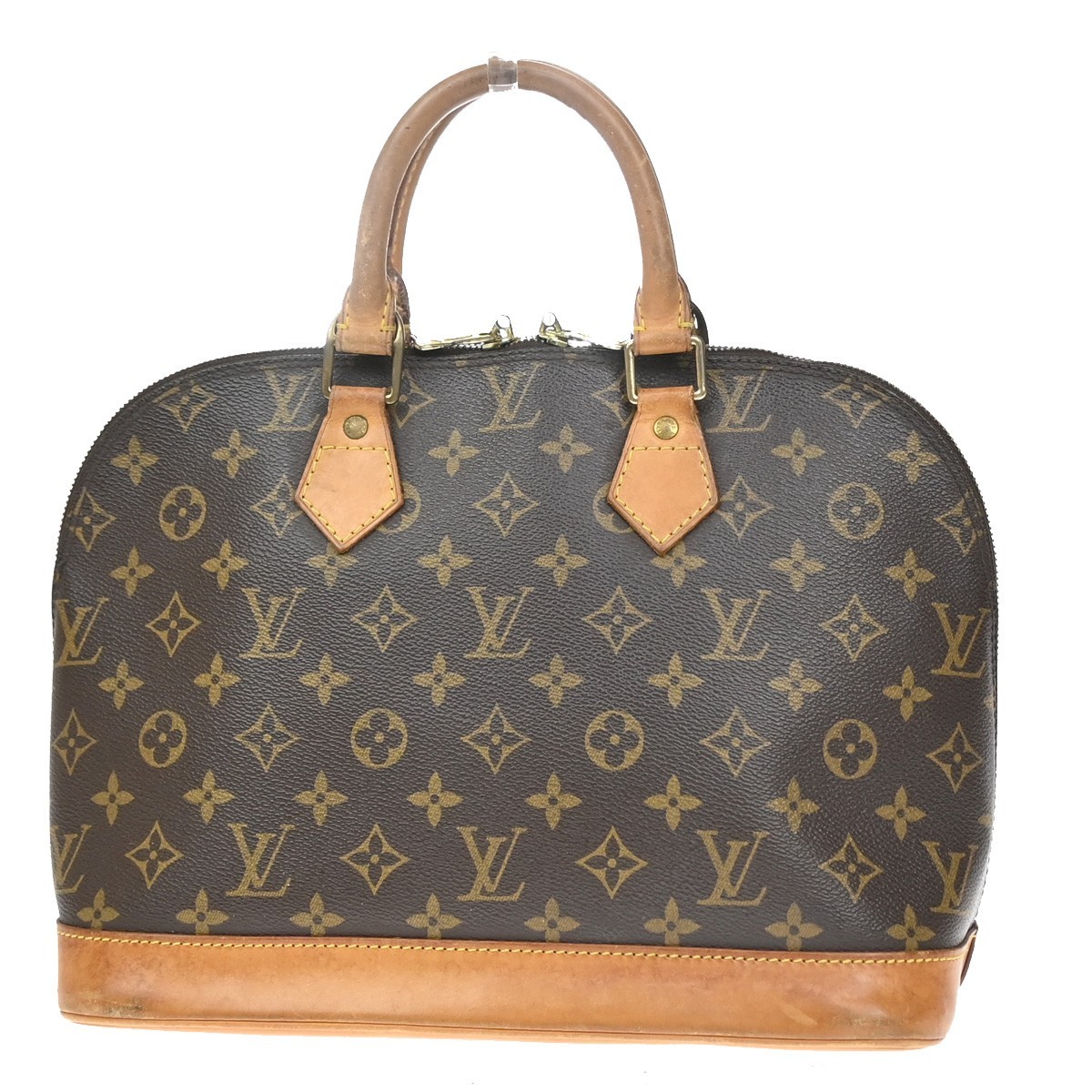 LOUIS VUITTON LV Logo Alma Hand Bag Monogram Leather Brown M51130 89YJ227