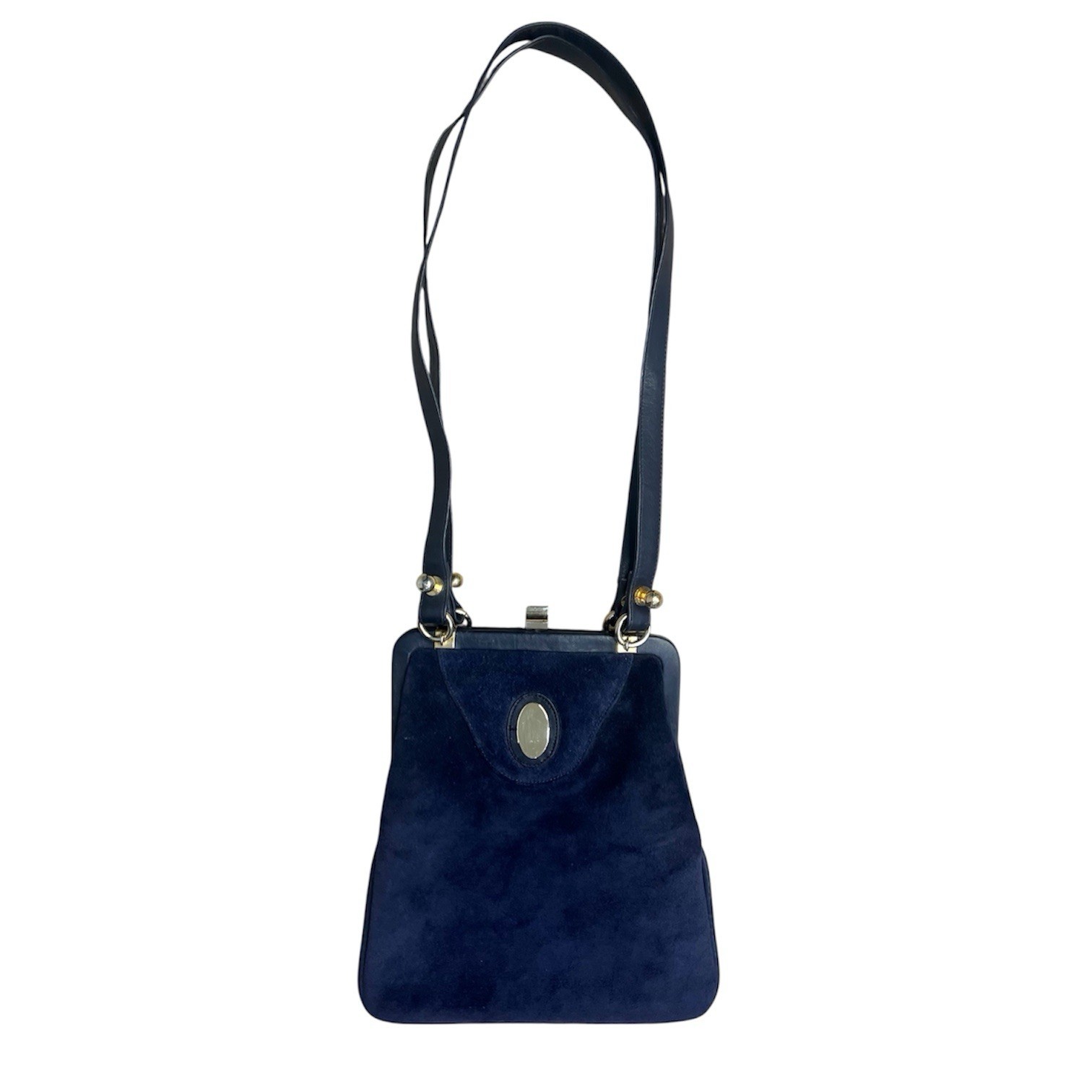 Vintage El Corte Inglés Elegant Navy Blued Suede Shoulder Bag – Spain Portuguese