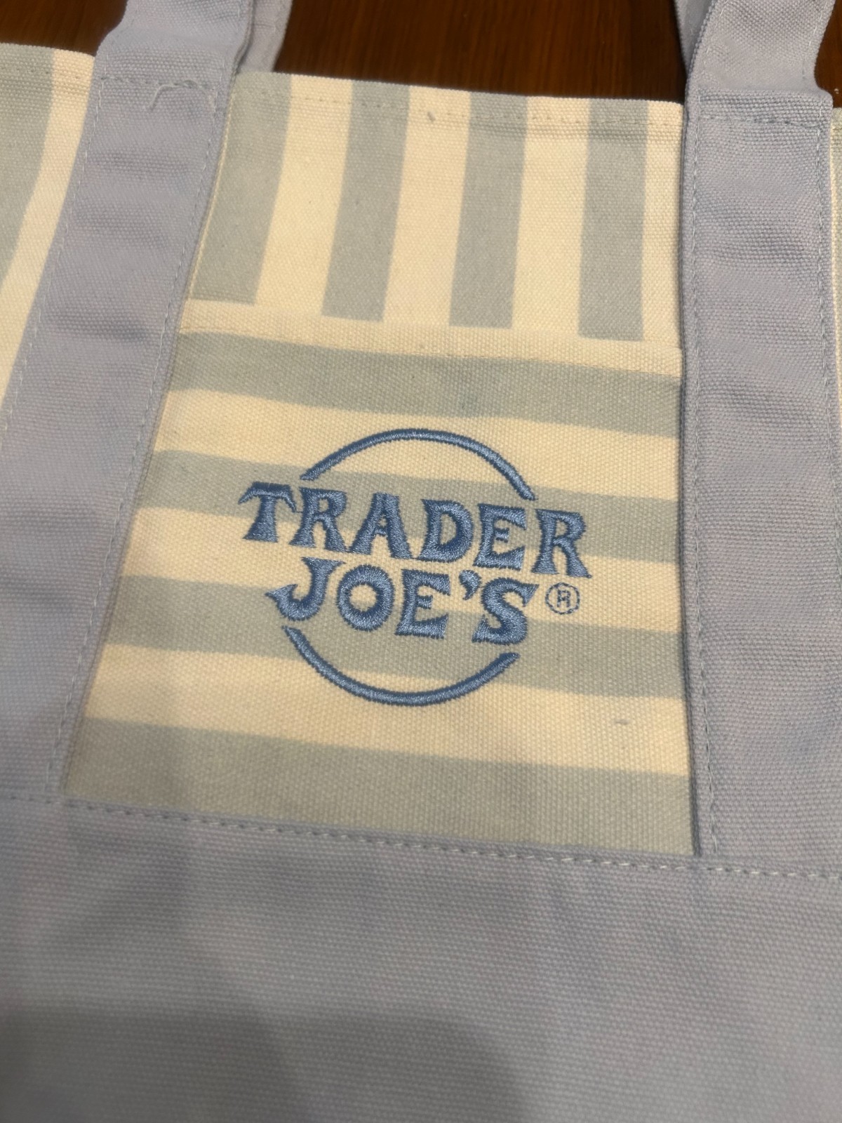 Blue Striped Trader Joe’s Mini Canvas Tote Bag NWT
