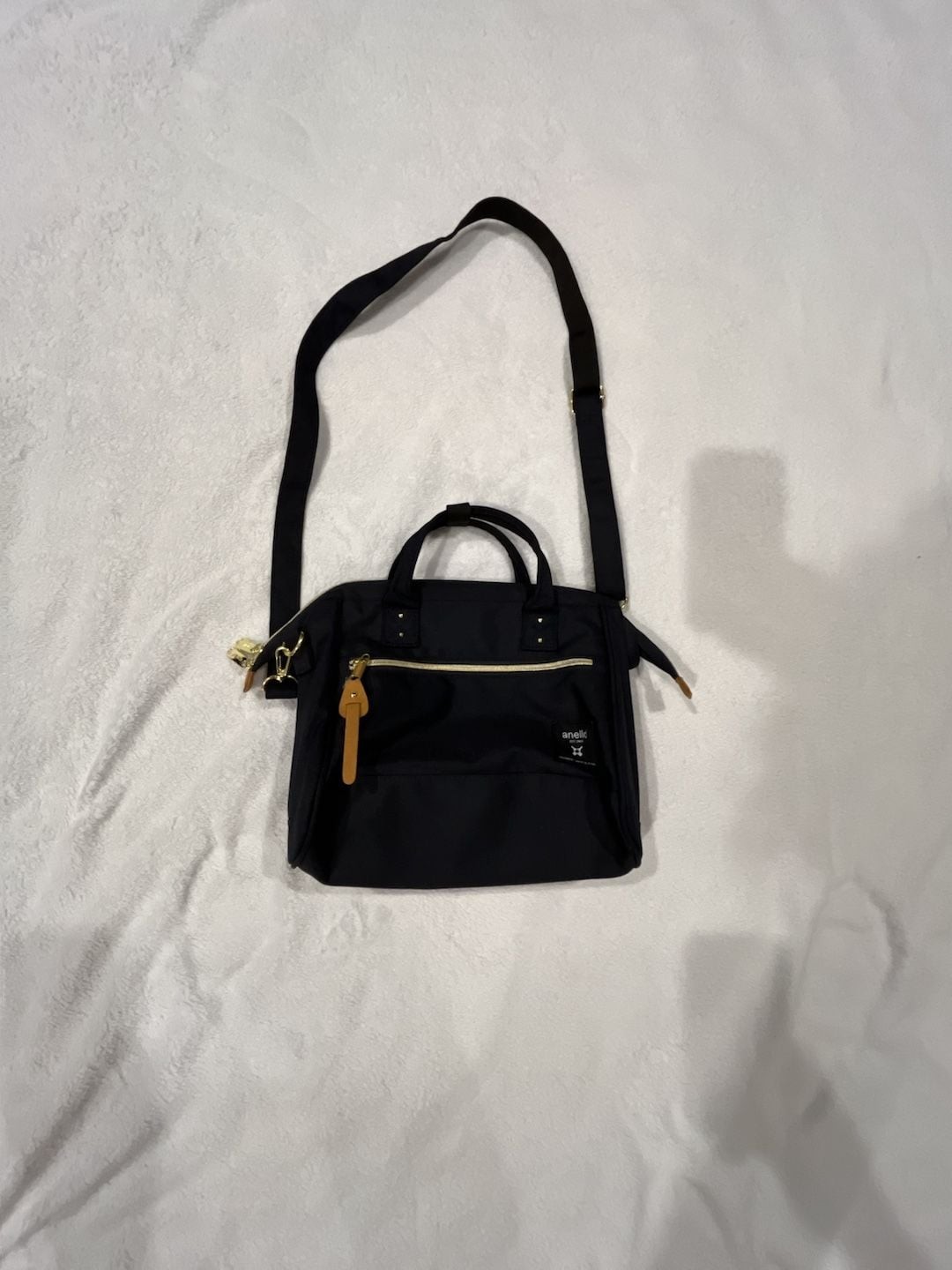 anello Cross Bottle 2-Way Mini Boston Shoulder Bag Navy and Teal