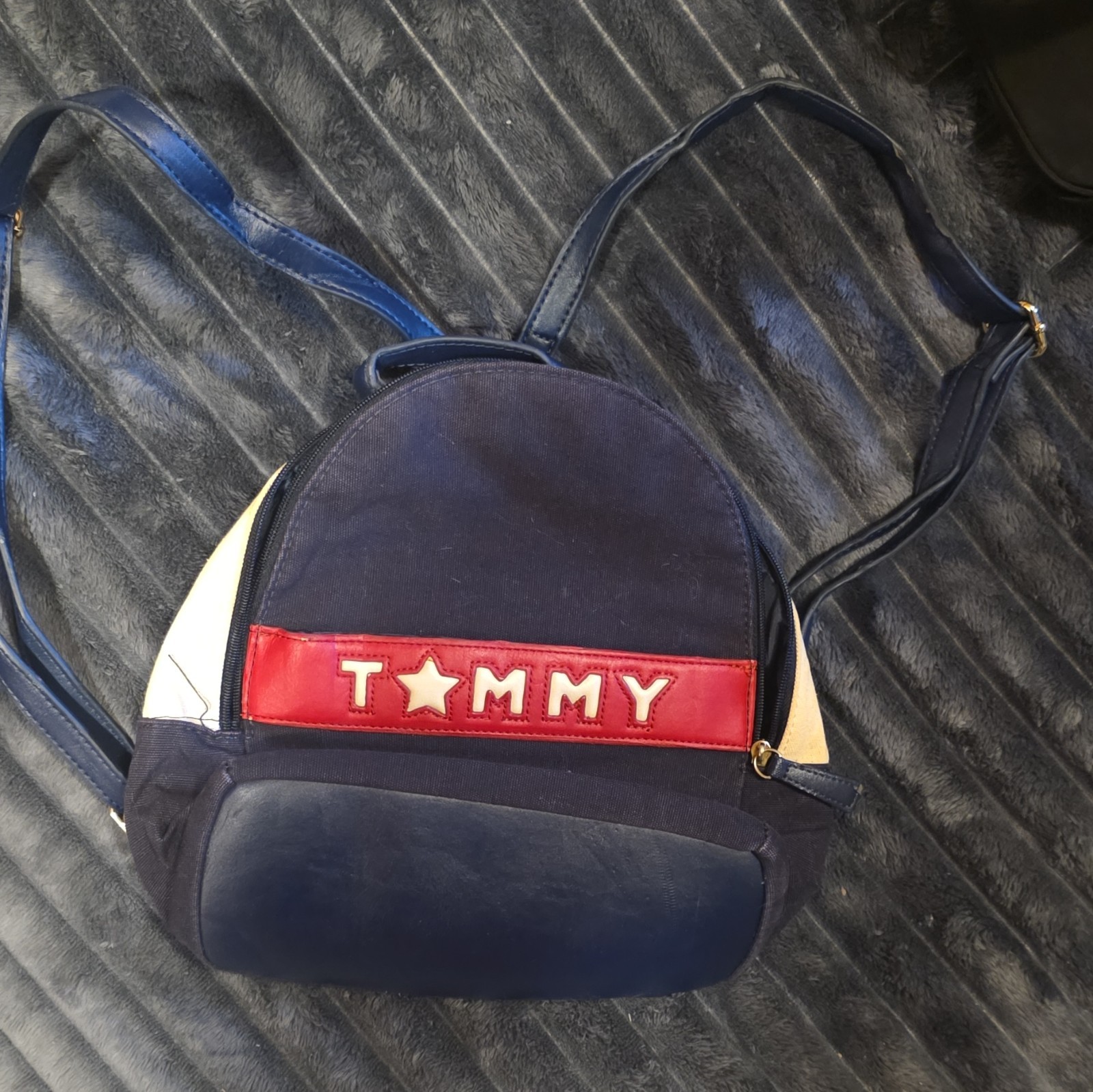 Tommy Hilfiger Colorblock Mini Backpack Blue/Red/White Zip Gold Hardware