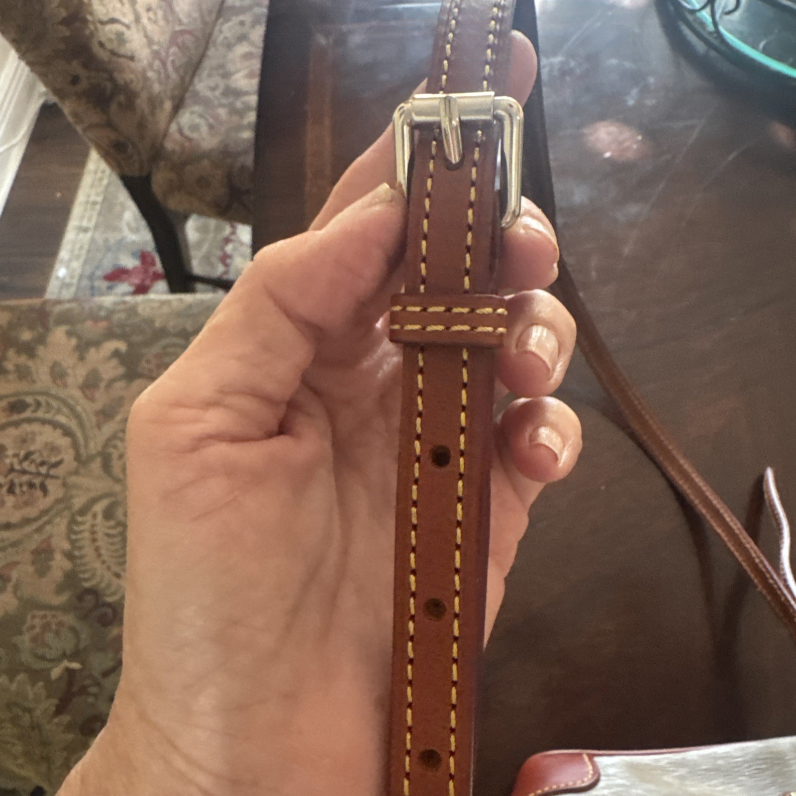 Dooney & Bourke Taupe and Chestnut Crossbody or Shoulder Bag.
