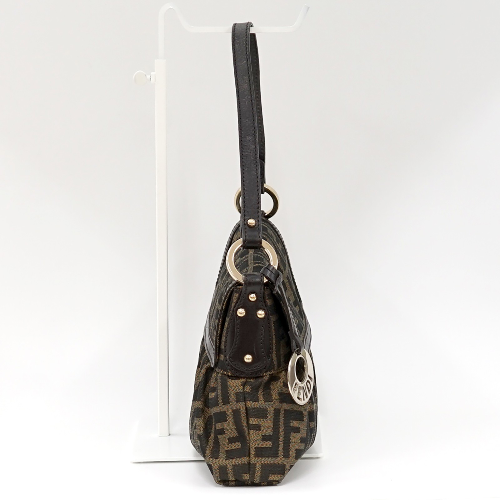 FENDI Chef Zucca Hobo Shoulder Bag Canvas Black Brown CA1978372 #4596