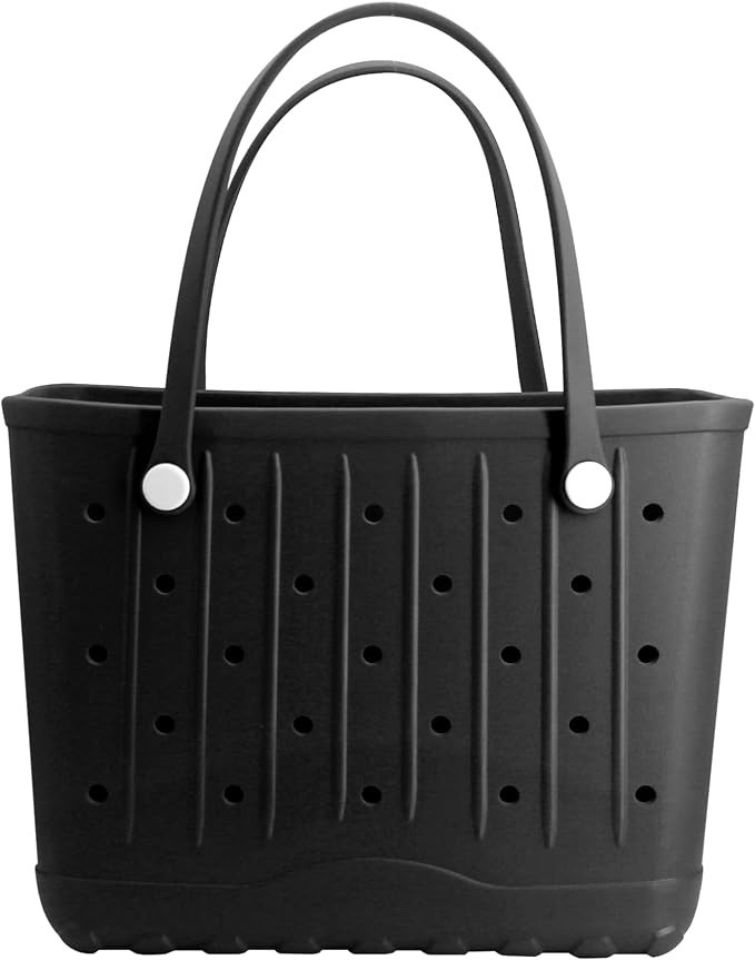 EVA Beach Bag Rubber Tote Waterproof Travel Sports Croc Unisex Medium – Black
